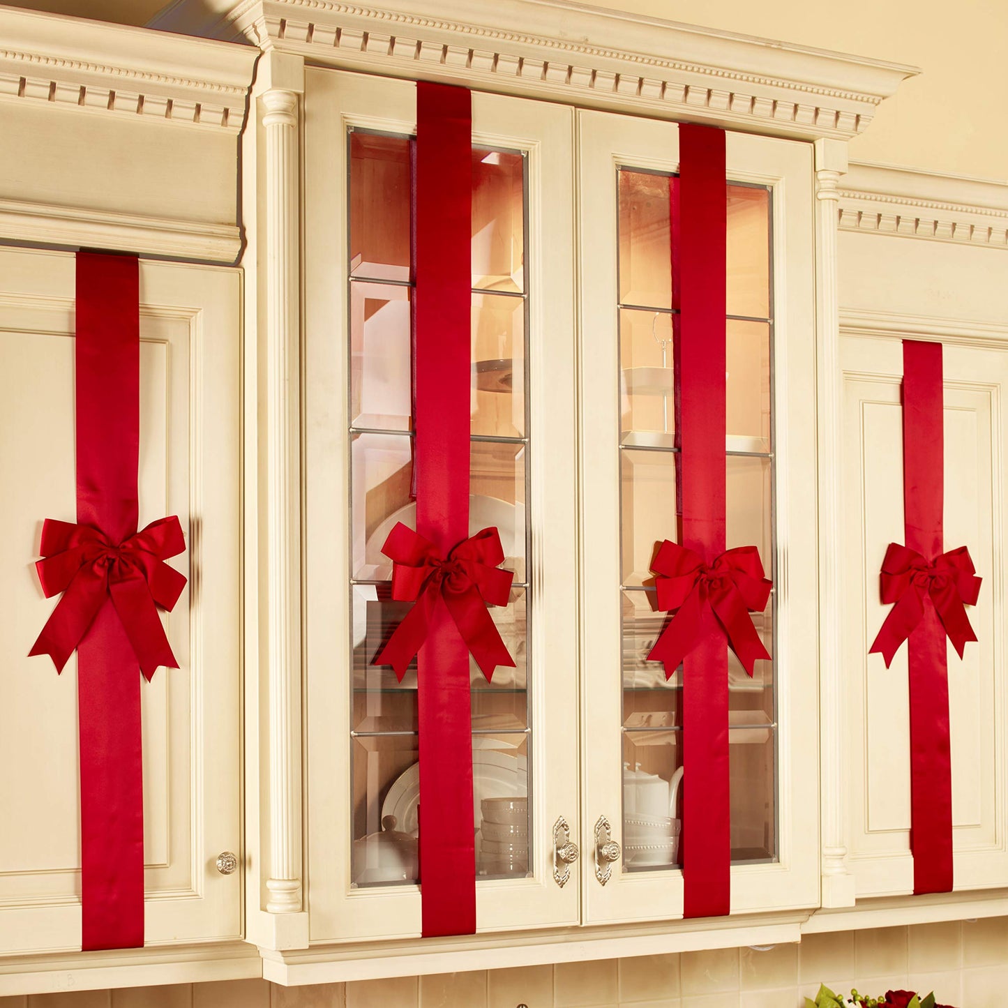 The Lakeside Collection Holiday Ribbons - Red, Polyester, Traditional, Christmas, Wedding, Birthday, New Year, Solid, 88" L x 3" W, 4 Count