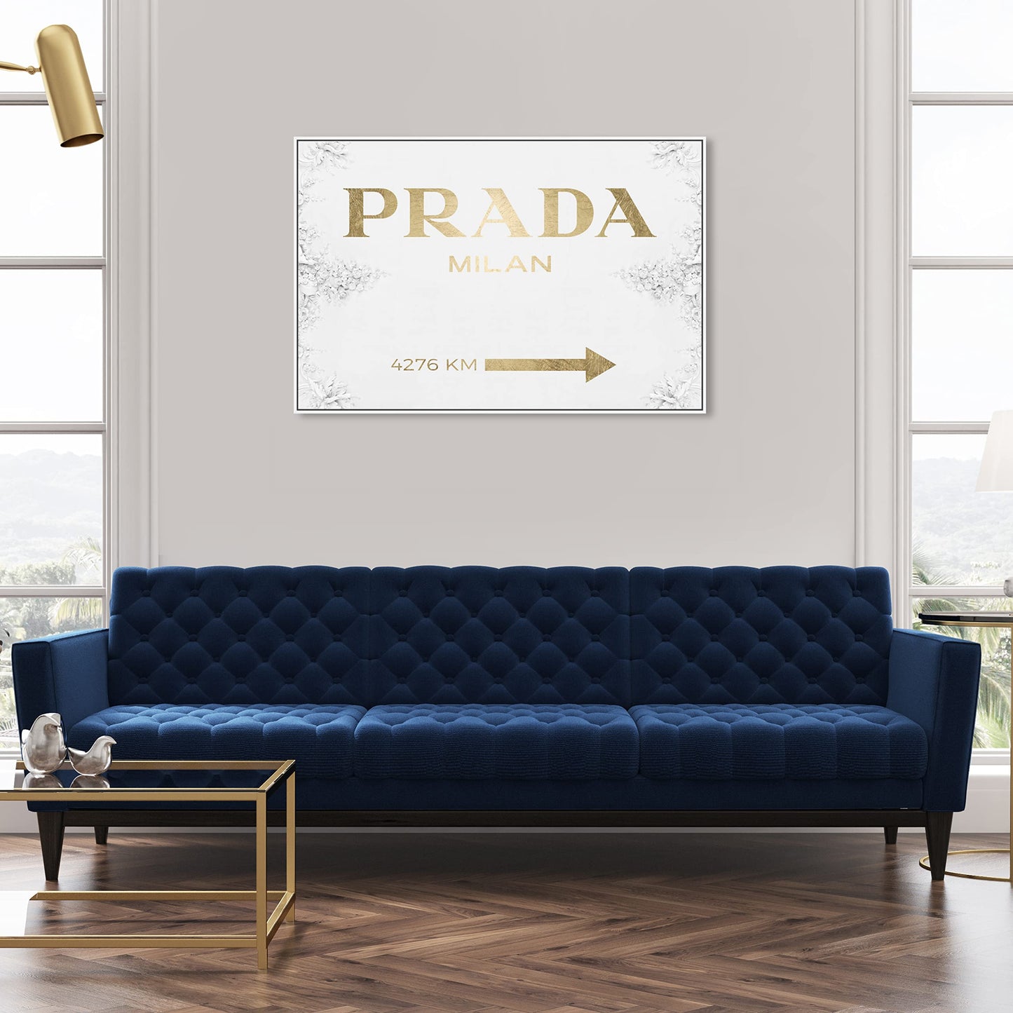 Oliver Gal Typography and Quotes Contemporary Large Canvas Wall Art Milan Sign Contemporary Gold Ready to Hang Home Decor 30 x 45 Gold and White Large Canvas Art for Bedroom