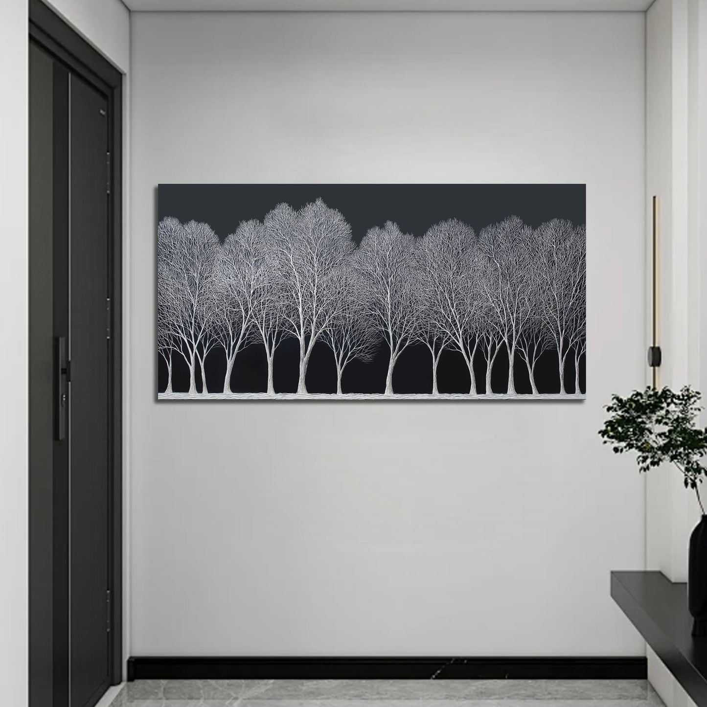 Trogonup Black and White Wall Art for Bedroom Large Forest Picture Landscape Tree Artwork for Living Room Home Office Modern Canvas Prints Ready to Hang 20"x40"