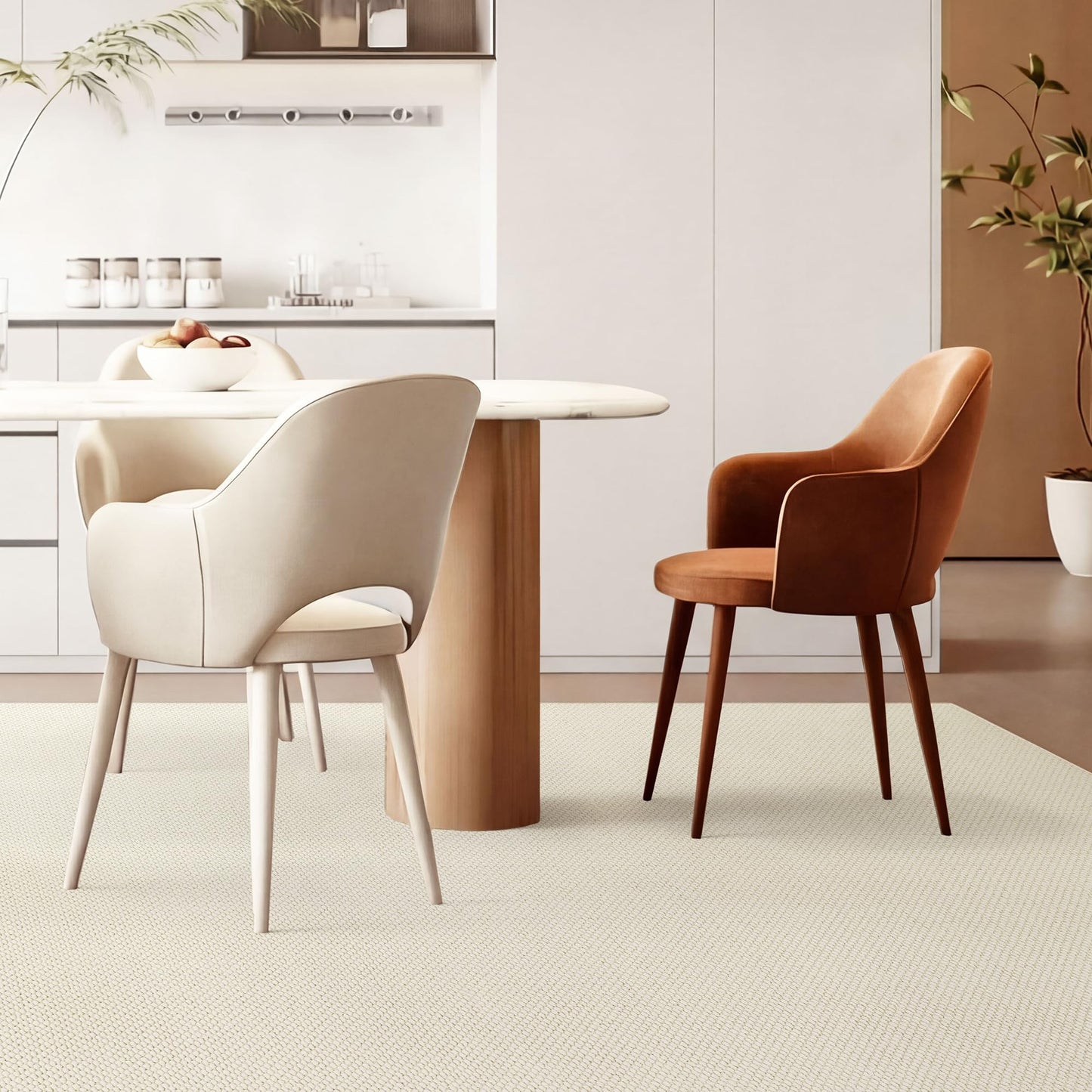 ANSSO 5x7 Wool Rugs for Living Room,80% Merino Wool and 20% Cotton Soft Tufted Area Rug with Cotton Non-Slip Backing,Large Area Rug for Bedroom Bedroom, Dining and Home Office (Cream White)