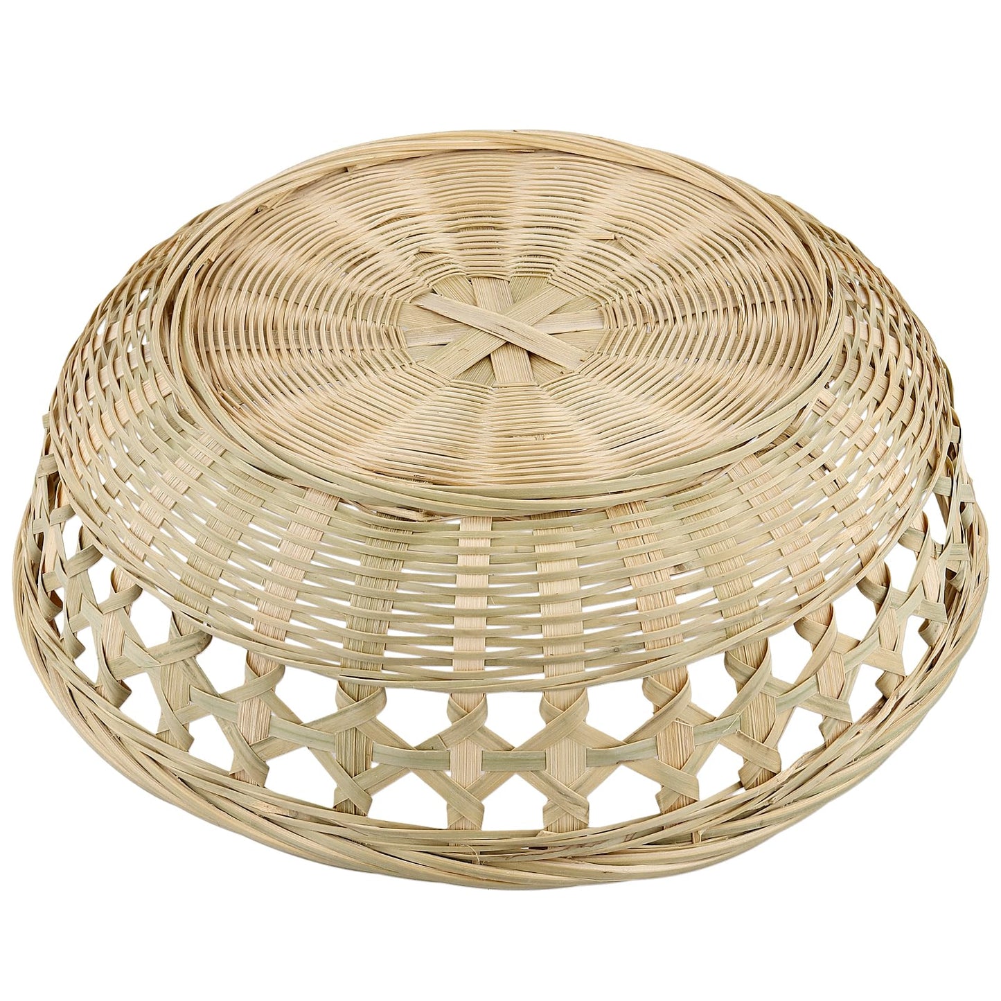 KOHAND 2 Pack Bamboo Baskets, 10.6 x 3.1 Inch Natural Handmade Bamboo Basket, Round Wicker Basket for Picnic, Kitchen, Restaurant, Dinning