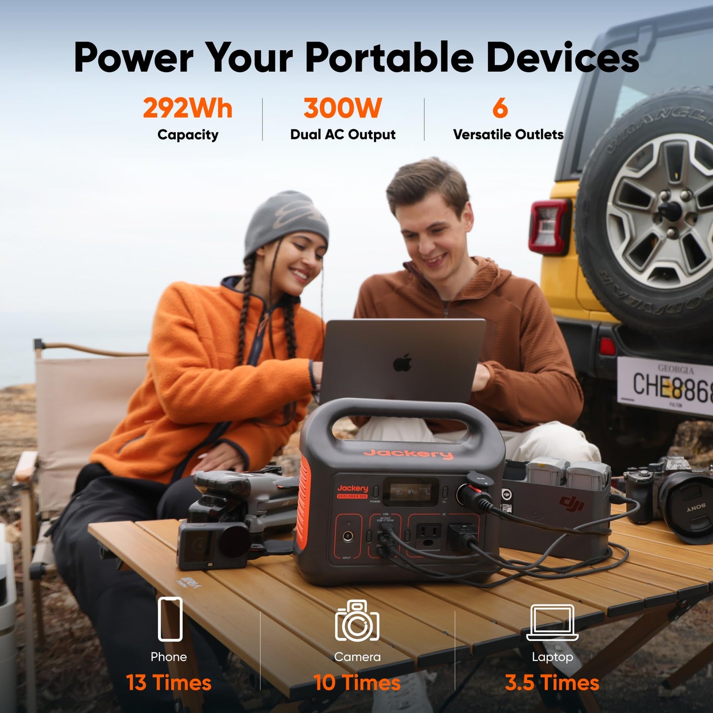 Jackery Portable Power Station Explorer 300, 292Wh Backup LiFePO4 Battery, Solar Generator for Outdoors Camping Travel Hunting Blackout (Solar Panel Optional)