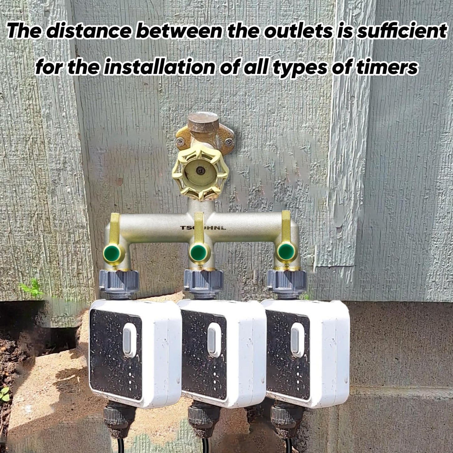 Garden Hose Splitter, 3-Way Faucet Diverter with 3 Extended Metal Handles, Outdoor Hose Splitter, Heavy Duty Brass Nickel Plated, GHT 3/4-Inch Heavy Duty Hex Female Inlet and 3/4-Inch Male Outlet