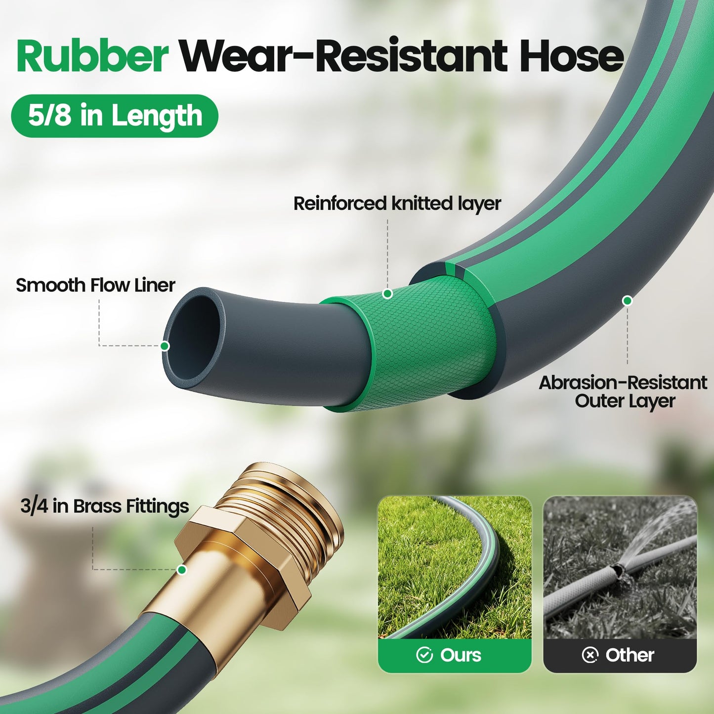OARKIEV Garden Retractable Hose Reel, 5/8 Inch x 85 ft Wall Mounted Garden Hose Reel with Any Length Lock, Upgraded Slow Return System and 180°Swivel Bracket