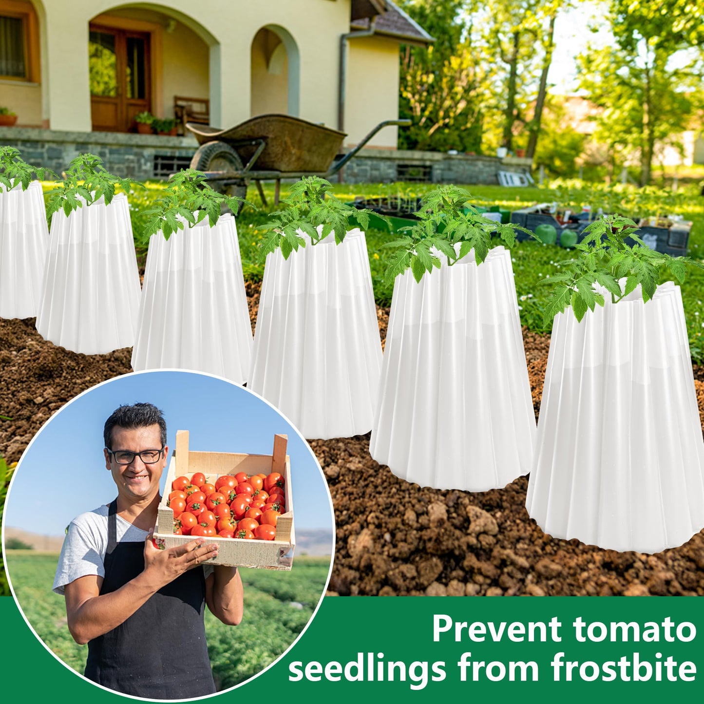 DECOHS 5 Pcs Insulating Plant Protectors Cover- 18.3 x 18.3 Inch Gardener Early Season Plant Insulators- Water Freeze Protects Plants for Winter Protection Against Frost Cold Weather
