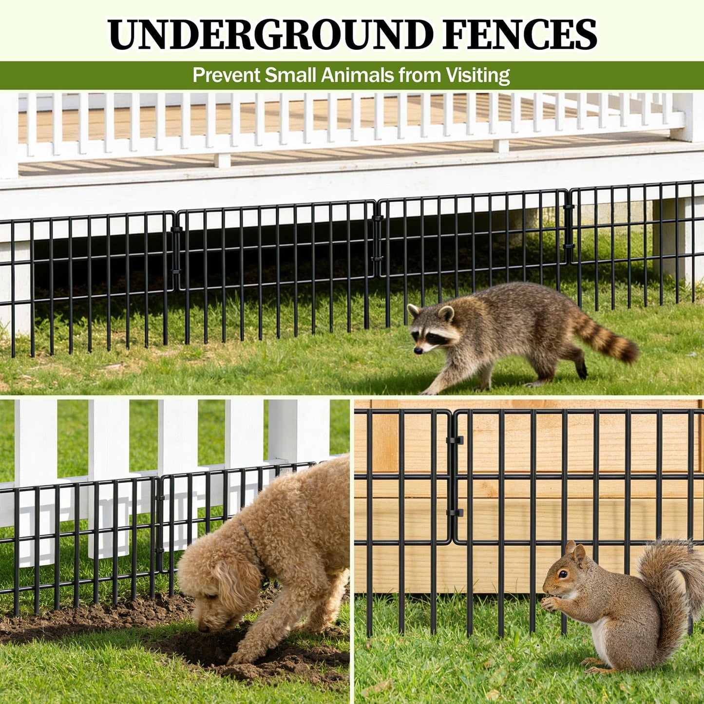 17in (H) x 27ft (L) Garden Fence Animal Barrier, 25 Panels Decorative Garden Fence Border, No Dig Garden Fence Panels, 1.3in Gap Rustproof Metal Stakes, Ground Defense Border Fence for Outdoor, Yard