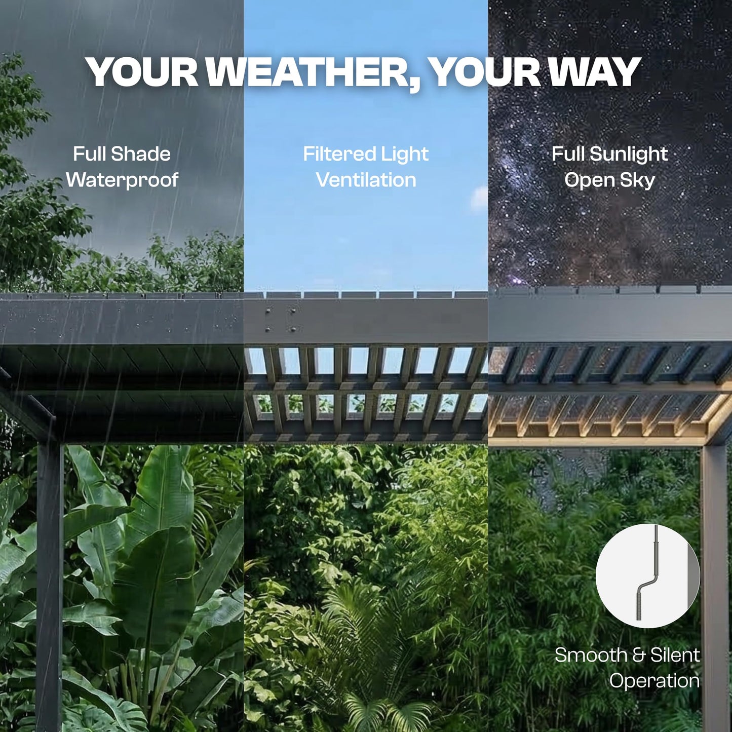 Patio Kingdom 10' x 10' Louvered Pergola Outdoor Aluminum Pergola Kit with Adjustable Roof, All-Weather Metal Gazebo with Drainage System for Patio, Deck, Garden and Backyard Shade, Gray