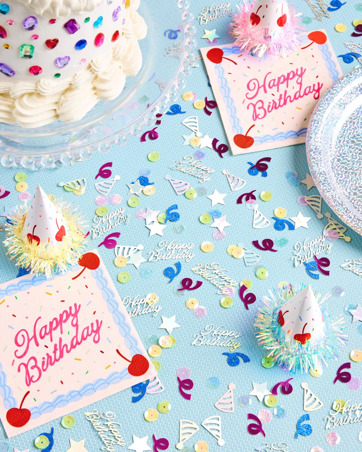 xo, Fetti Happy Birthday Confetti Rainbow | Birthday Party Decorations, Iridescent Foil, Pastel Sequins, Table Scatter, Celebration Decor, Sparkle