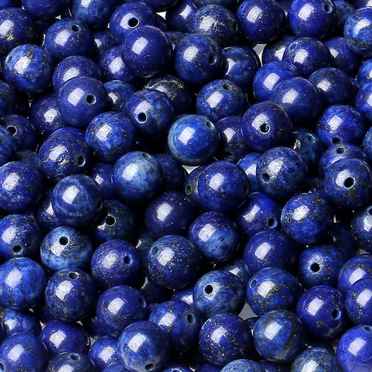 LAIDANLA Lapis Lazuli 8mm Natural Stone Beads Round Loose Gemstone Stone Beads for DIY Bracelet Necklace Earrings Jewelry Making Polishing Genuine Real Beading Crystal 96PCS 2 Strand 32"