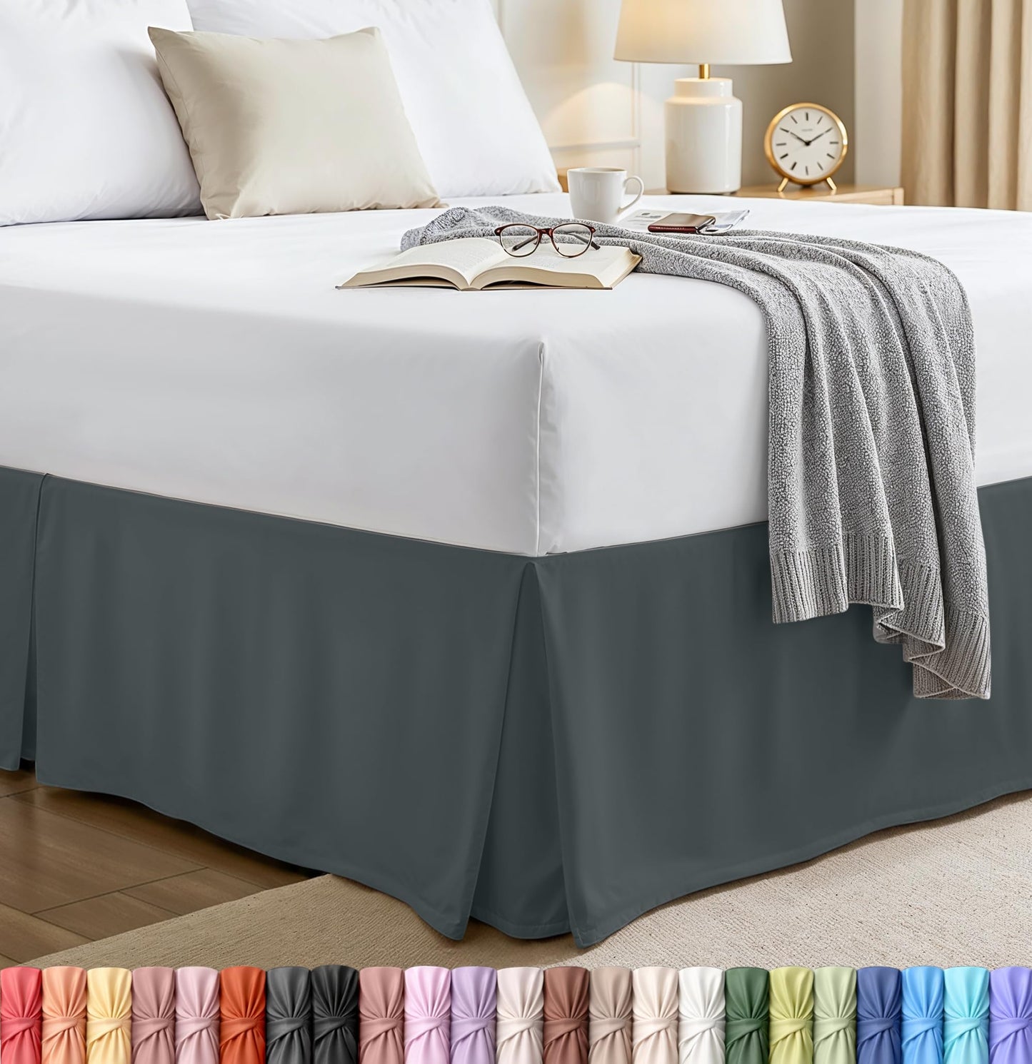 Utopia Bedding Queen Bed Skirt - Soft Quadruple Pleated Ruffle - Easy Fit with 16 Inch Tailored Drop - Hotel Quality, Shrinkage and Fade Resistant (Queen, Grey)