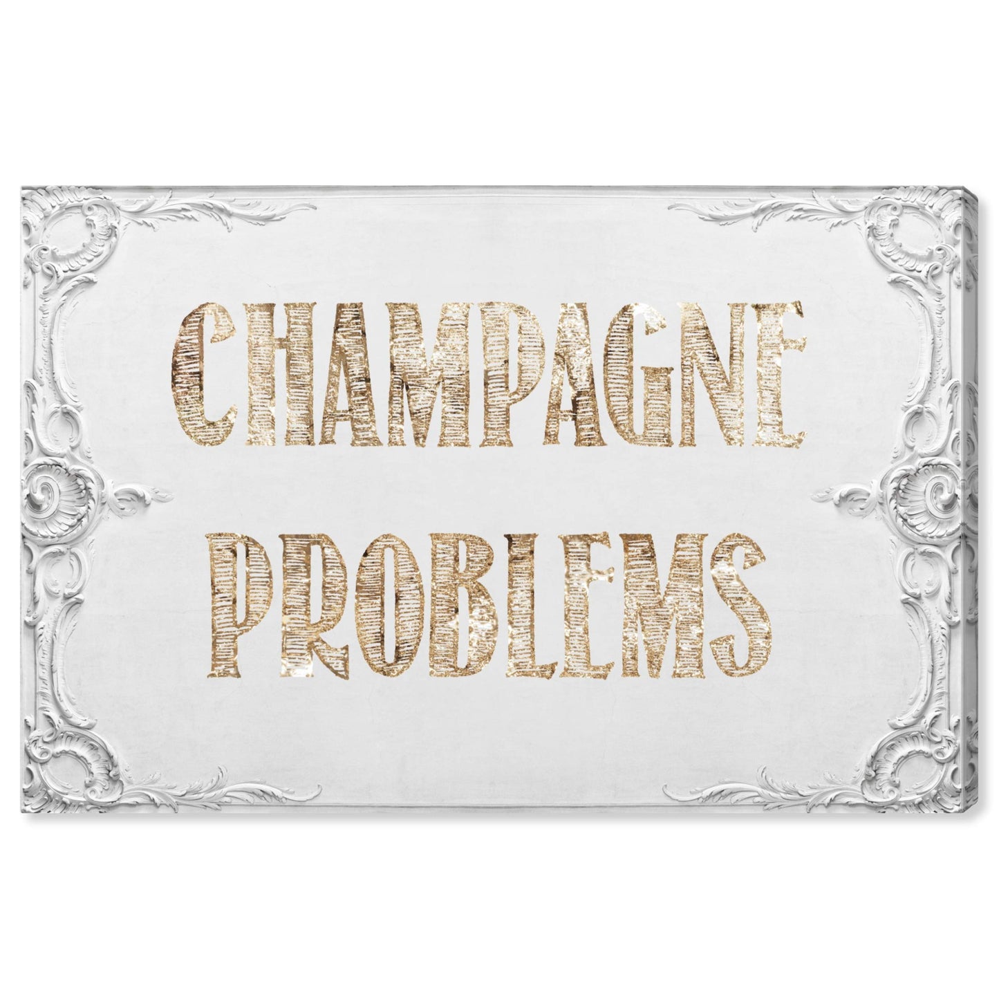 Typography and Quotes Wall Art Canvas Prints 'Champagne Problems'