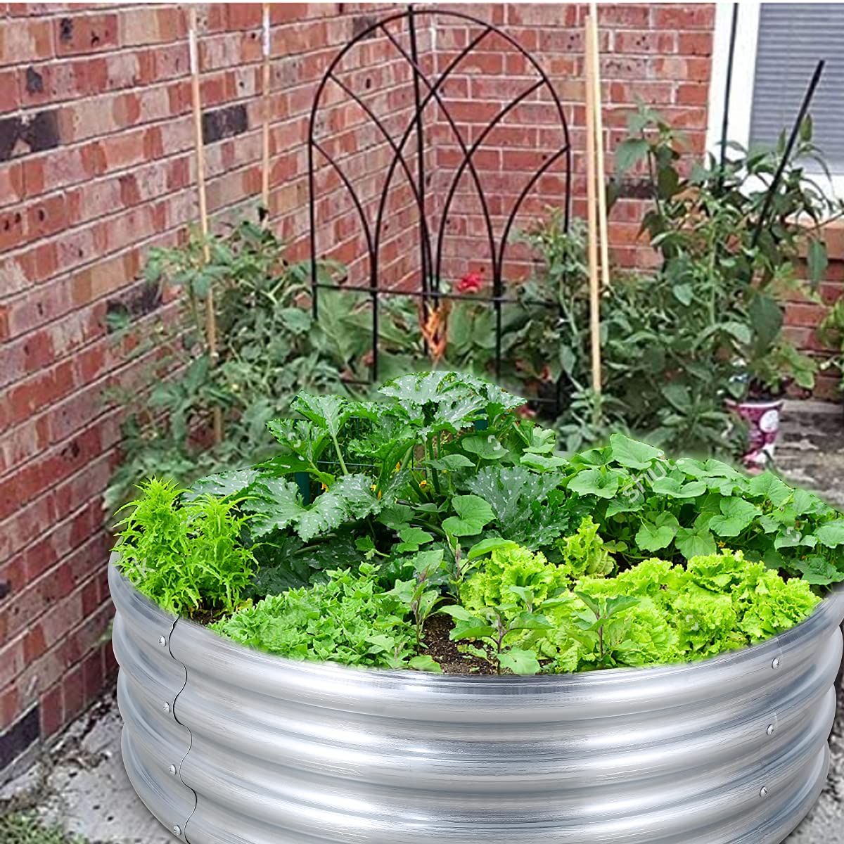 2Pcs 3X3X1.5 Ft Round Galvanized Raised Garden Bed Kit, Silver Outdoor Planter Garden Bed, Metal Raised Box for Fruits, Vegetables and Herb, Fire Pit Rings