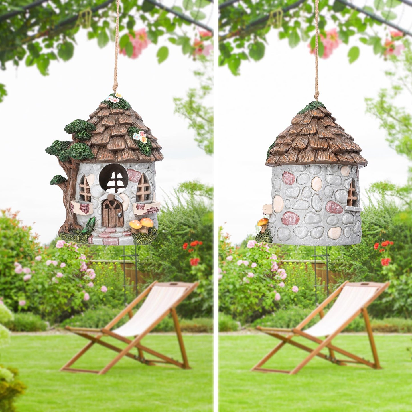 Yinns Resin Bird House for Outside, Birdhouses for Outdoors Wild Bird Nesting, Decorative Stone Bird Houses for Yard Garden Decor, Water Proof
