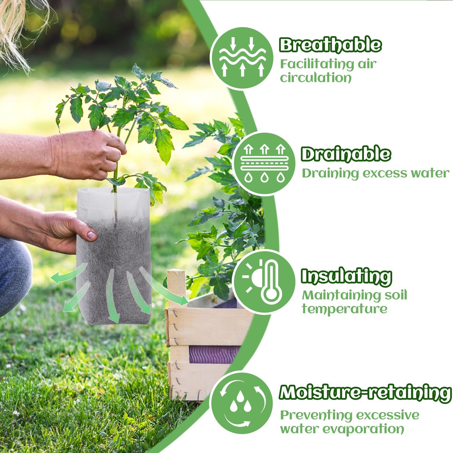 Cosweet 11.6''H Deep Nursery Grow Bags, Non-Woven Fabric Planting Pots for Indoor and Outdoor Garden Growing Seedlings Vegetables Flowers Fruits (60 PCS)