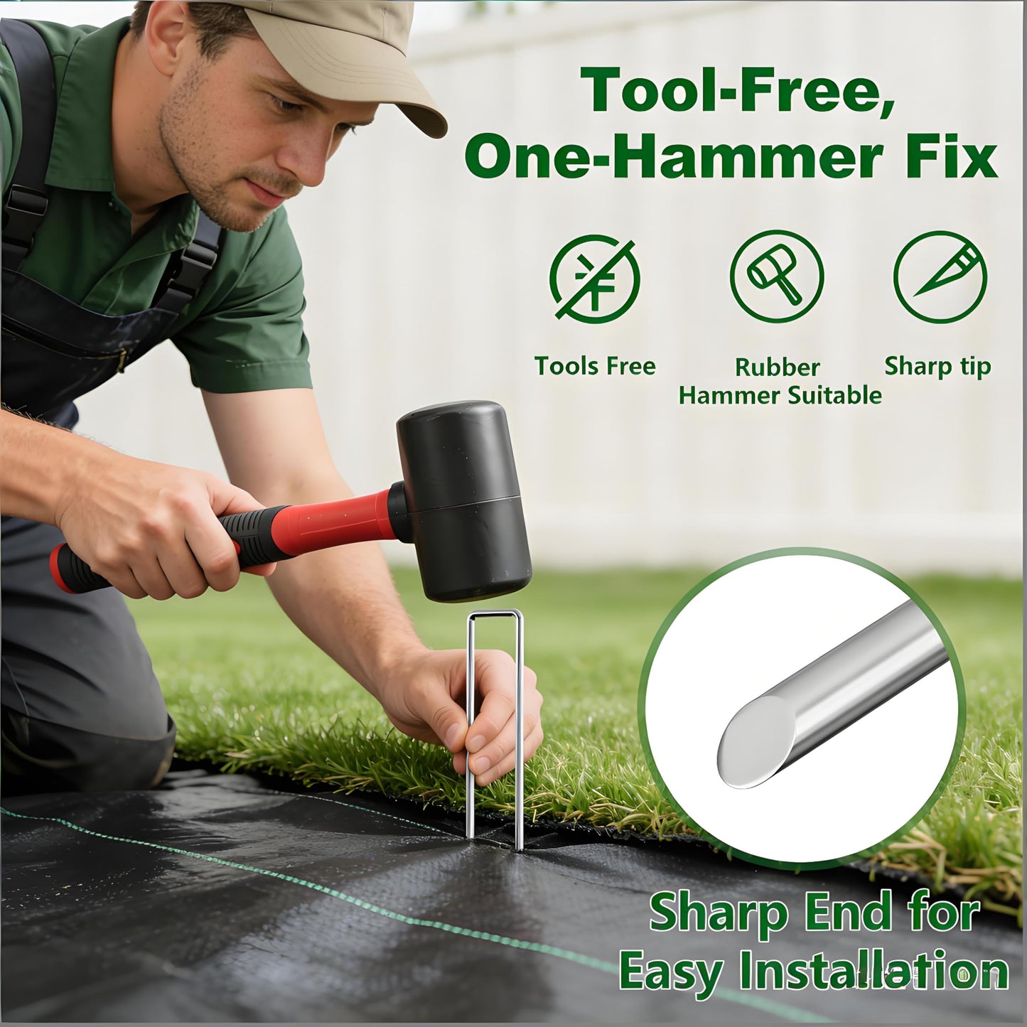 AMAGABELI 6 Inch 500 Pack Galvanized Landscape Staples 11 Gauge Anti-Rust Heavy Duty Garden Stakes Plant Cover Spikes U-Shaped Sod Pins Fence Stakes for Weed Barrier,Irrigation Tubing,Lawns,Decoration