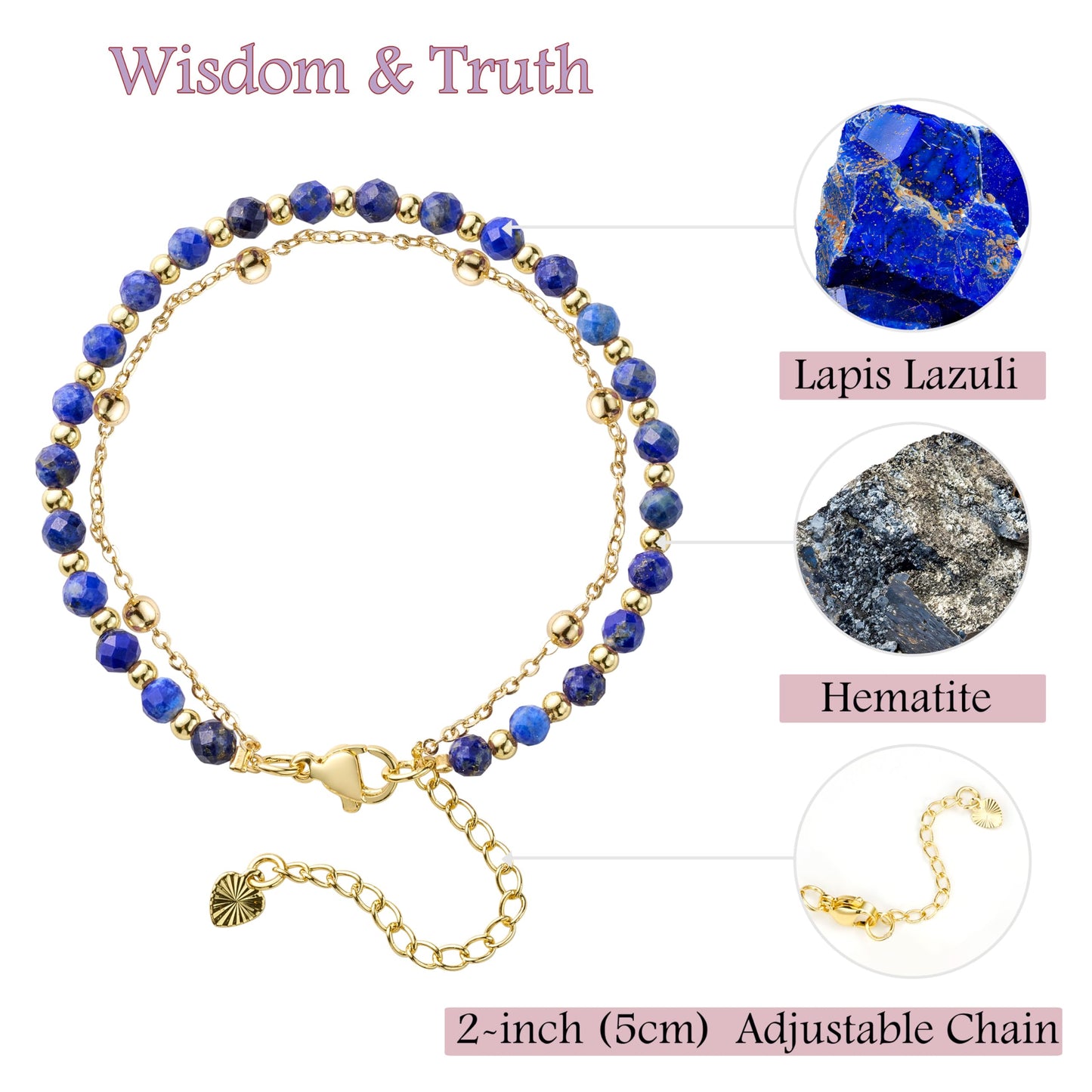 Farfume Lapis Lazuli Crystal Bracelet Beaded Bracelets for Women 4mm Natural Stone Beads Gemstone Handmade Jewelry Valentine's Day Gifts
