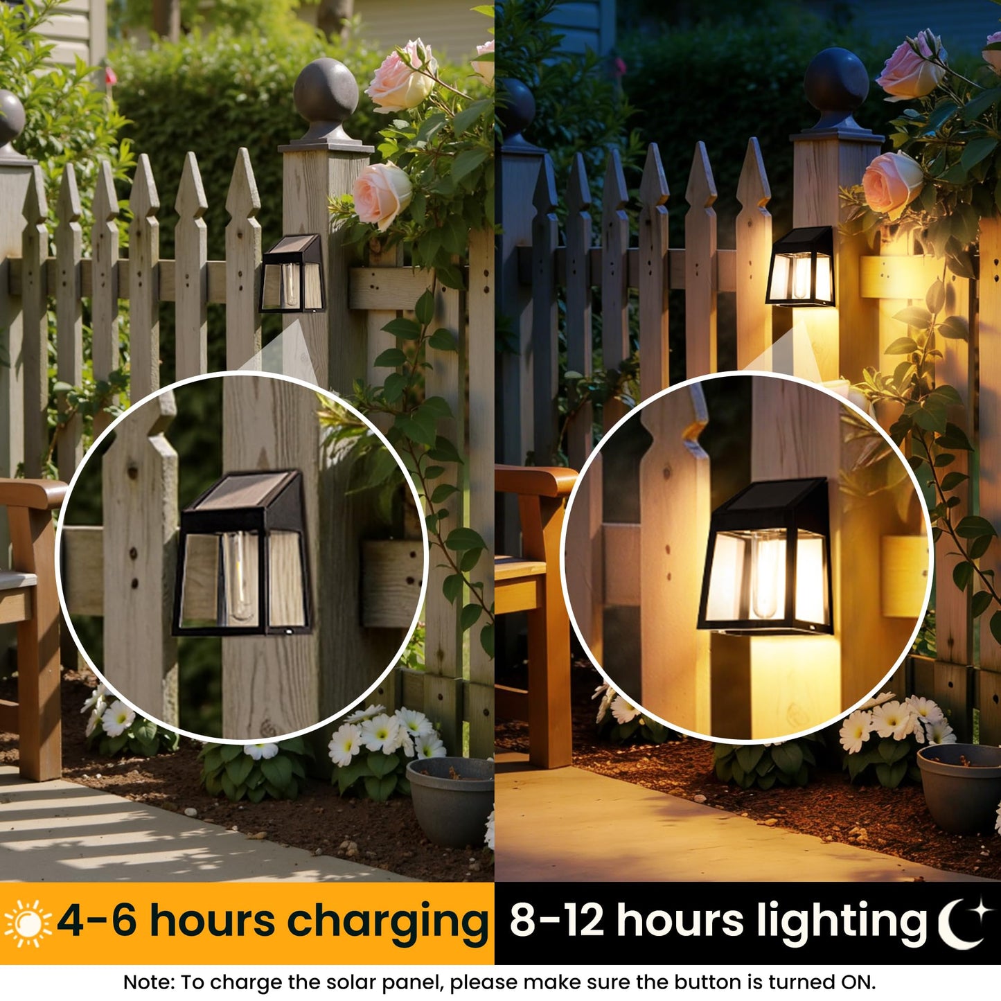 GIGALUMI Solar Fence Lights, 8 Pack Fence Outdoor Waterproof Lights Solar Powered, Warm White Yard Decorations for Garden, Post, Front Door, Backyard, Porch, Deck