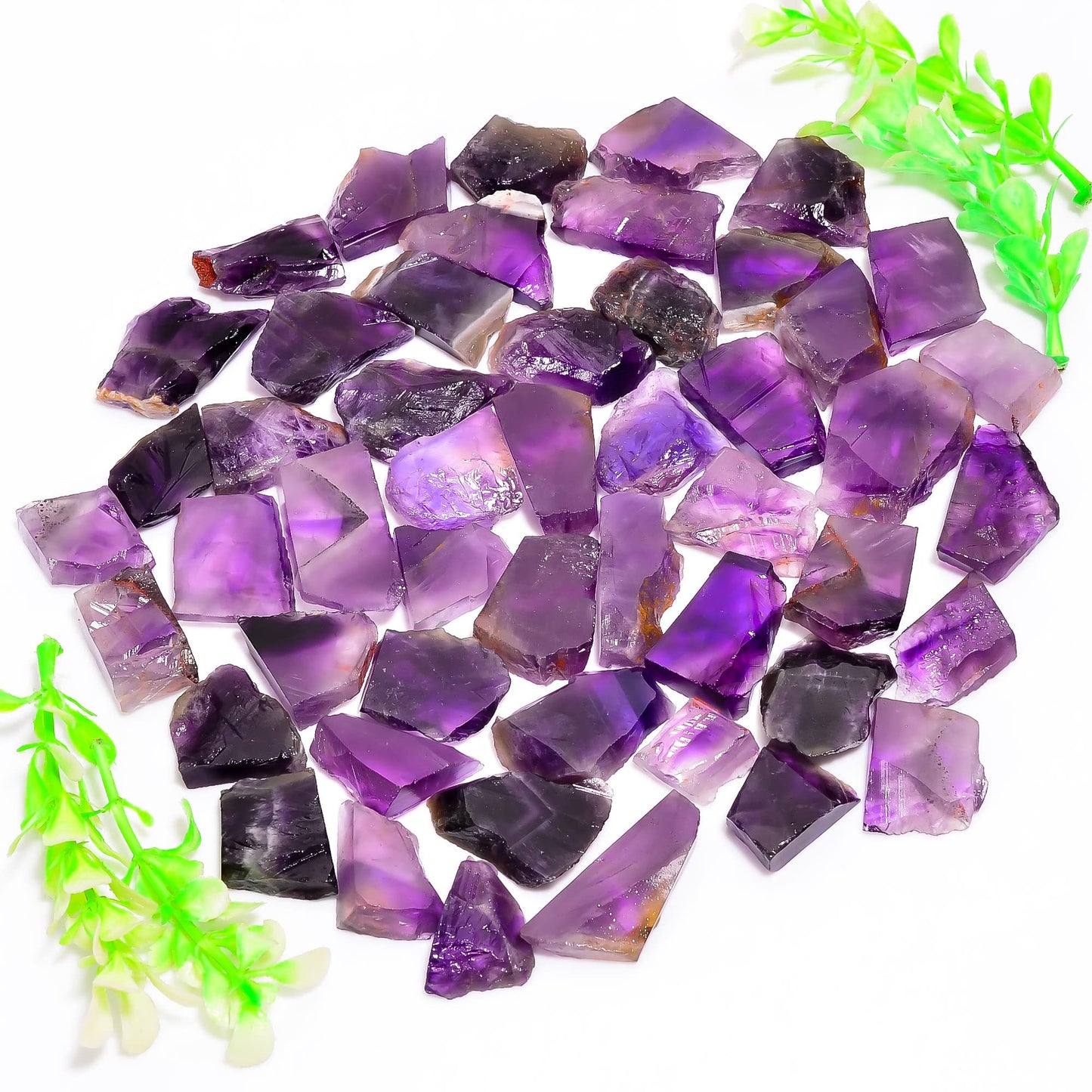 Natural Amethyst Raw Slice Gemstone- Healing Crystals for DIY Jewelry Making -Loose Natural Cabochon -Perfect for Crafting Unique Jewelry Designs (5 pcs, 25-35 mm)