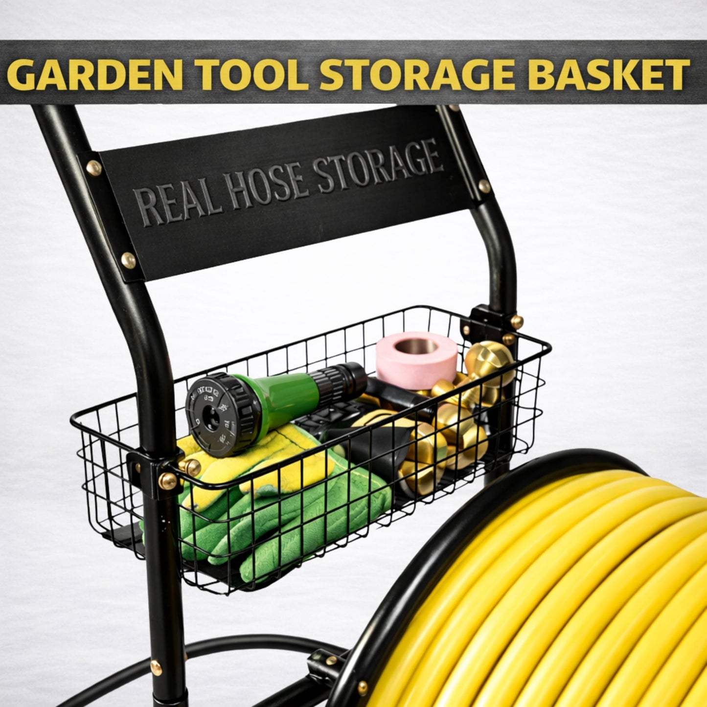 Real Hose Storage Garden Hose Reel Cart, Heavy Duty Hose Reel with Wheels, Outdoor Water Hose Reel for Backyard, Garden, or Lawn, Metal Hose Carts (400ft Hose Carriage)