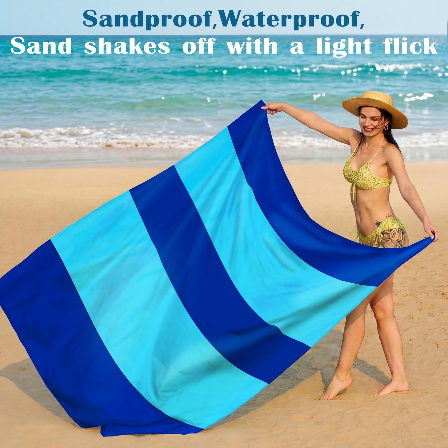 Famstar Beach Blanket Oversized Extra Large 78" X 81",Waterproof Sandproof Beach Blanket 1-7 Adults Lightweight Durable for Travel Camping Hiking Picnic