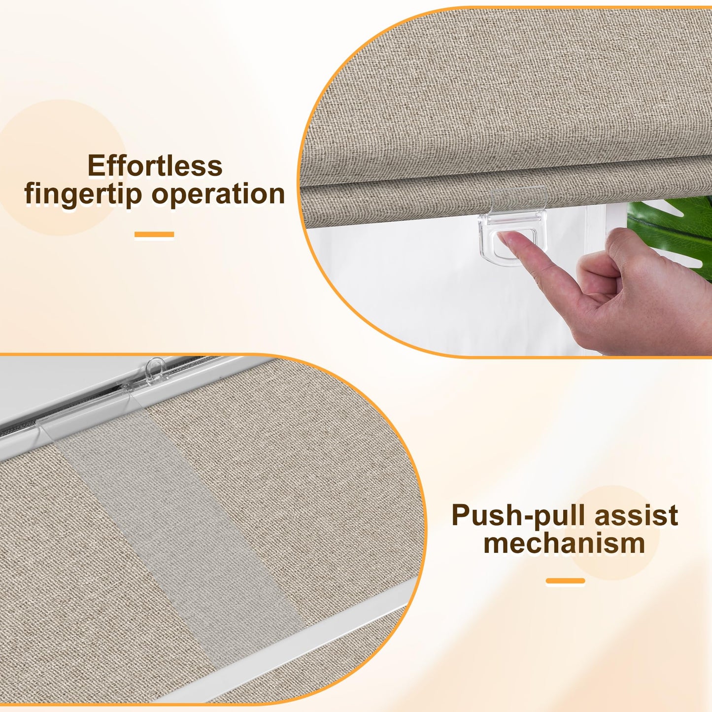 BERISSA Blackout Roman Shades for Indoor Windows Cordless,Pull Down Linen Fabric Roman Blinds,Privacy Window Shades for Door Windows,Bedroom,Office,Easy to Install,Light Brown,29" W x 48" H