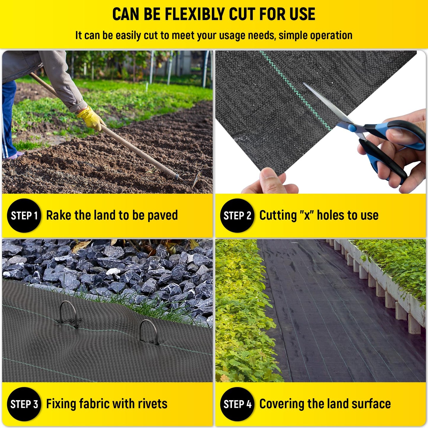 Doniks 6.5x300ft Driveway Fabric,3.5OZ Commercial Heavy Duty Weed Barrier Fabric, Garden Landscape Fabric,French Drain Fabric for Erosion Control,Landscape Fabric,Weed Barrier,Construction Projects