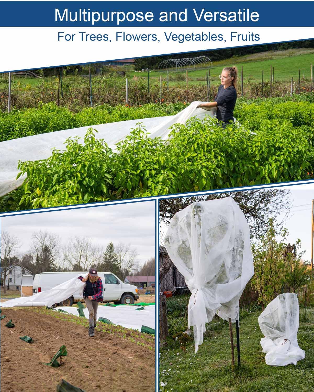 Homoda Plant Covers Freeze Protection, 10 ft x 30 ft 1.2oz Frost Blankets for Outdoor Plants in Winter, Floating Row Cover for Vegetable Garden, Frost Cloth Plant Freeze Protection