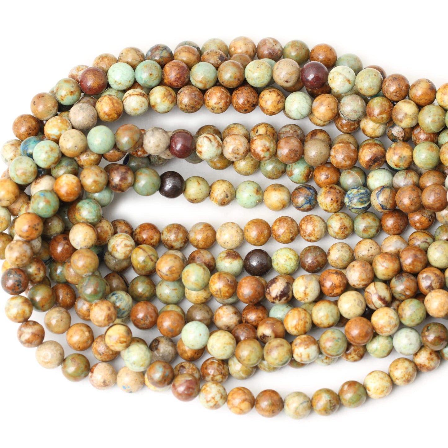 CHEAVIAN 45PCS 8mm Natural Peacock Turquoise Gemstone Round Loose Beads for DIY Bracelet Necklace Earrings Jewelry Making 1 String 15 Inches