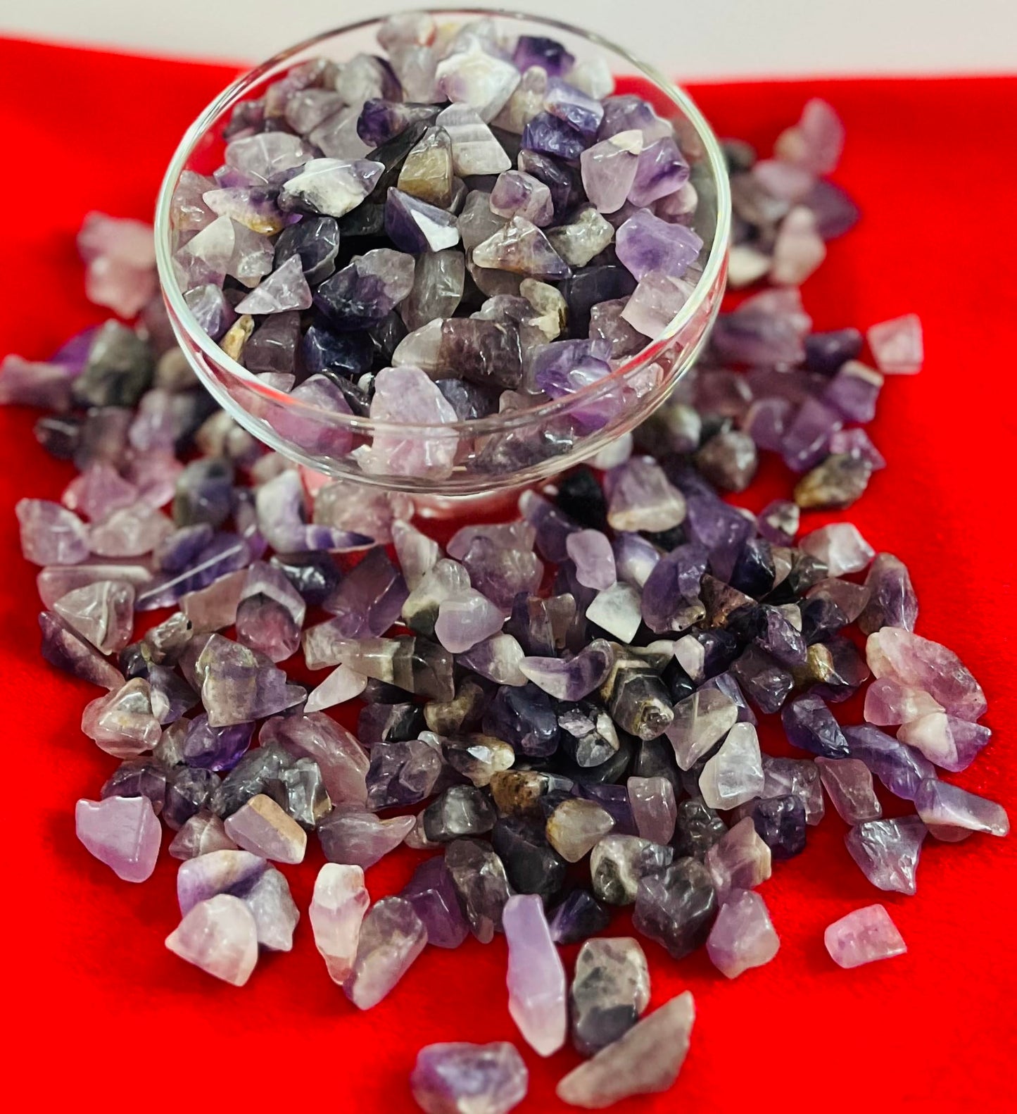 Indian Consigners Natural Crushed Polished Tumbled Gem Stone Chips, Decoration & Healing Crystals (Amethyst)