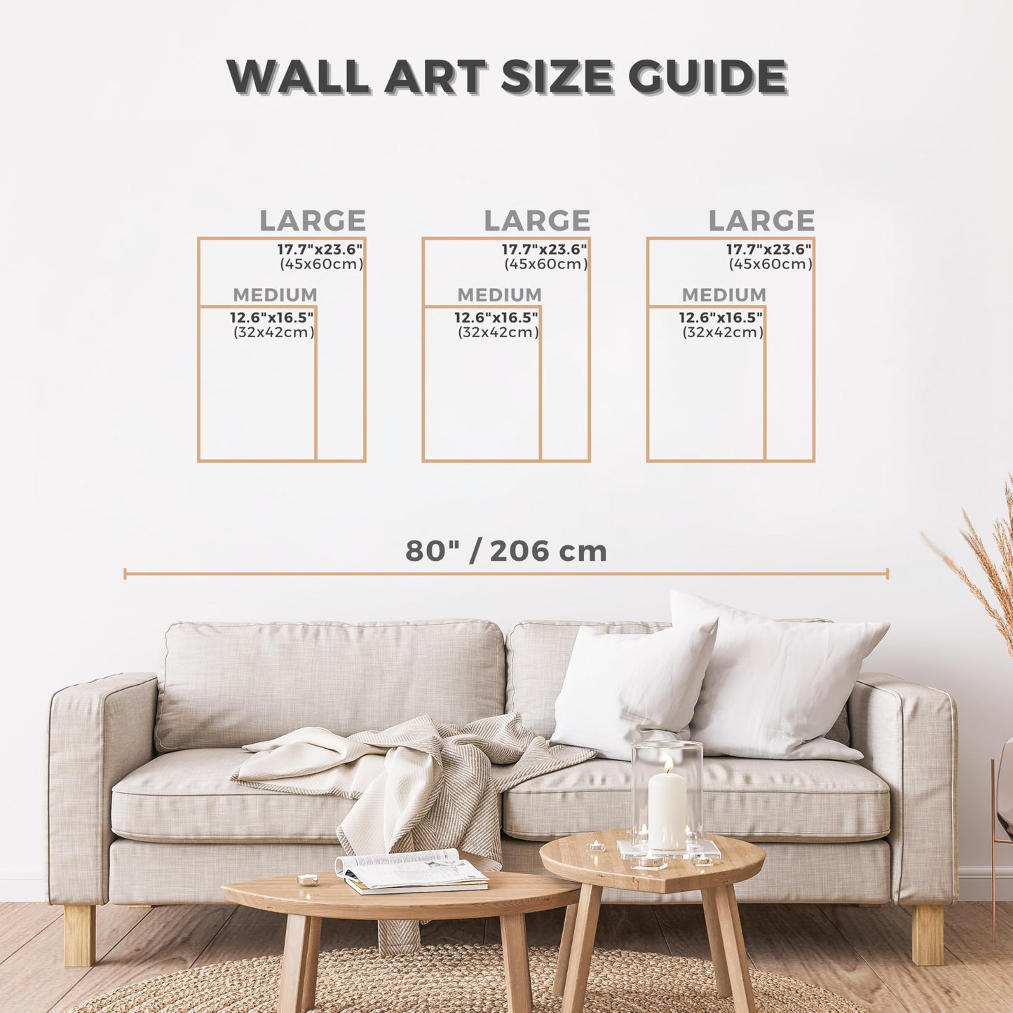 qmmp Modern Wooden Wall Sculptures - Set of 3 - Home Decor Accent - Large Wall Art for Living Room, Bedroom, Office - Easy Installation (Walnut, Medium - Mountain and Sun)