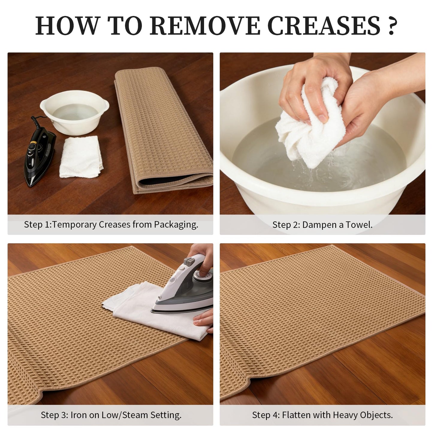 YIHOUSE Indoor Door Mat 24" x 36", Non-Slip Washable Entryway Mat, Dirt Trapper Absorbent Entrance Mat, Low Profile Floor Mat for Front/Back Door, Entryway, Khaki
