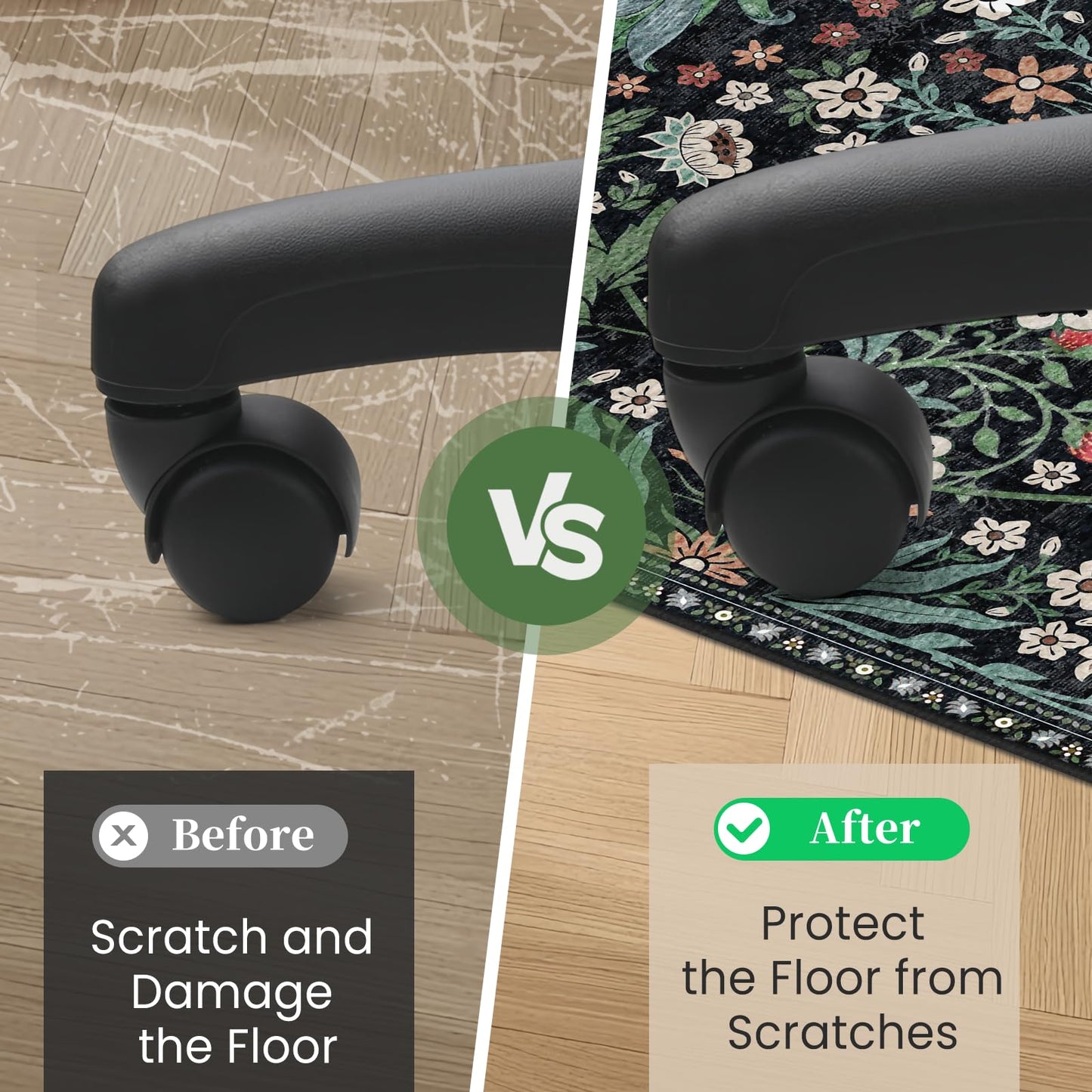 Office Chair Mat for Hardwood Floor & Tile Floor,36"X 48" Heavy Duty Desk Chair Mat for Hard Floors, Under Desk Rug for Rolling Computer Chair,Anti Slip,Low Pile Carpet Floor Protector-Green Grass