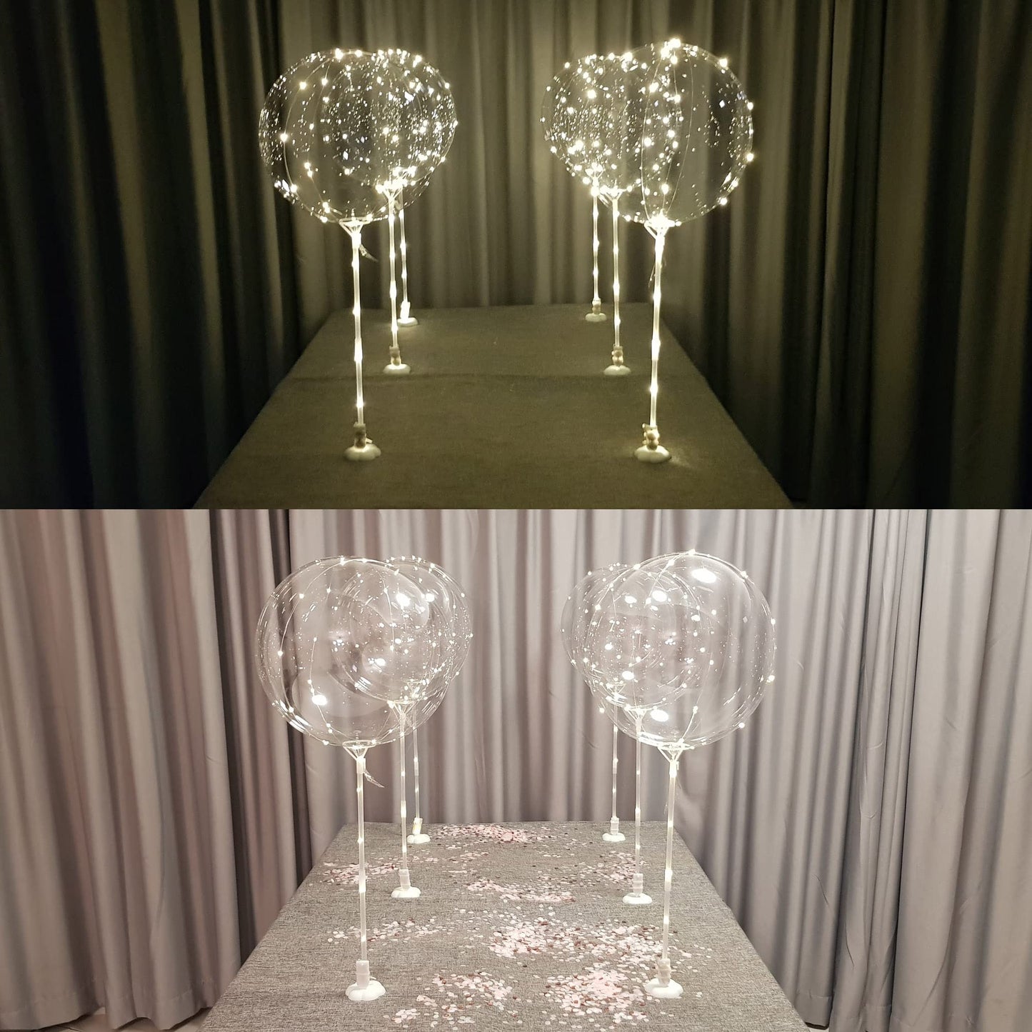 Lightsfever warm white 6pc LED Light up Balloon with sticks, stands and batteries, Table top centerpieces for party, Thanks giving, no helium required DIY Kit (warm white)