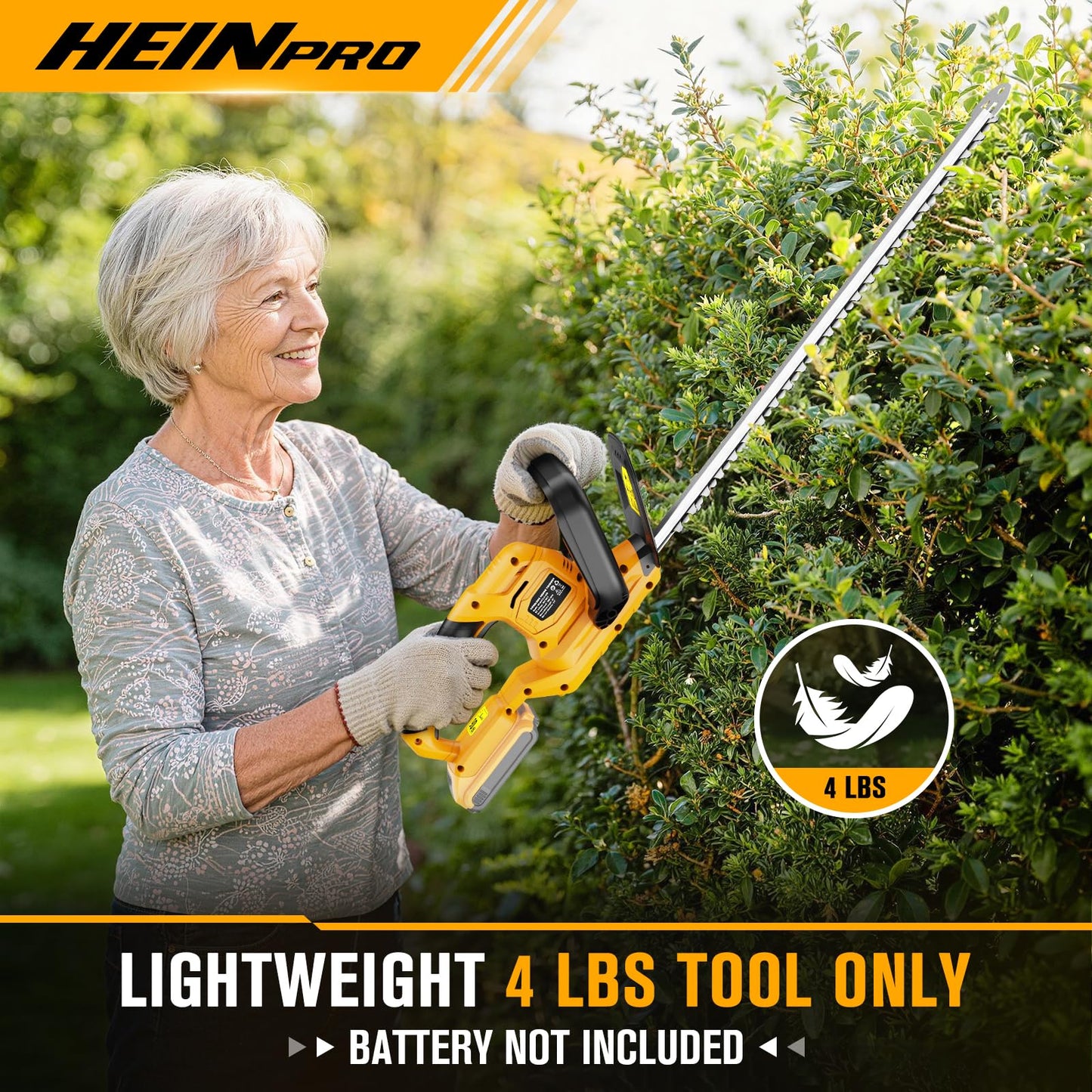 HEINPRO 22" Hedge Trimmer Cordless Compatible with Dewalt 20V MAX Battery, Electric Hedge Trimmer Cordless, Battery Powered Hedge Trimmers, Bush Trimmer for Garden, Shrubs(Battery not Included)