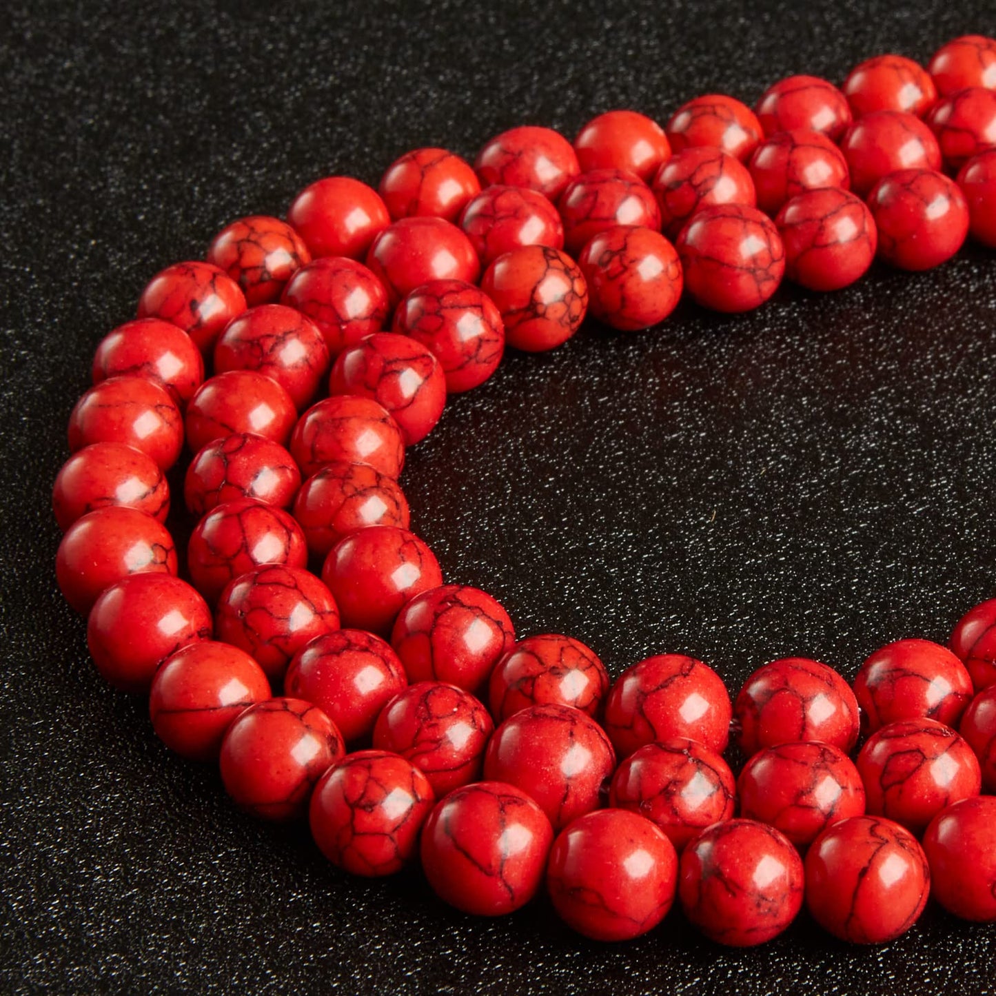 100pcs 8mm Red Turquoise Beads Natural Gemstone Beads Round Loose Beads for Jewelry Making