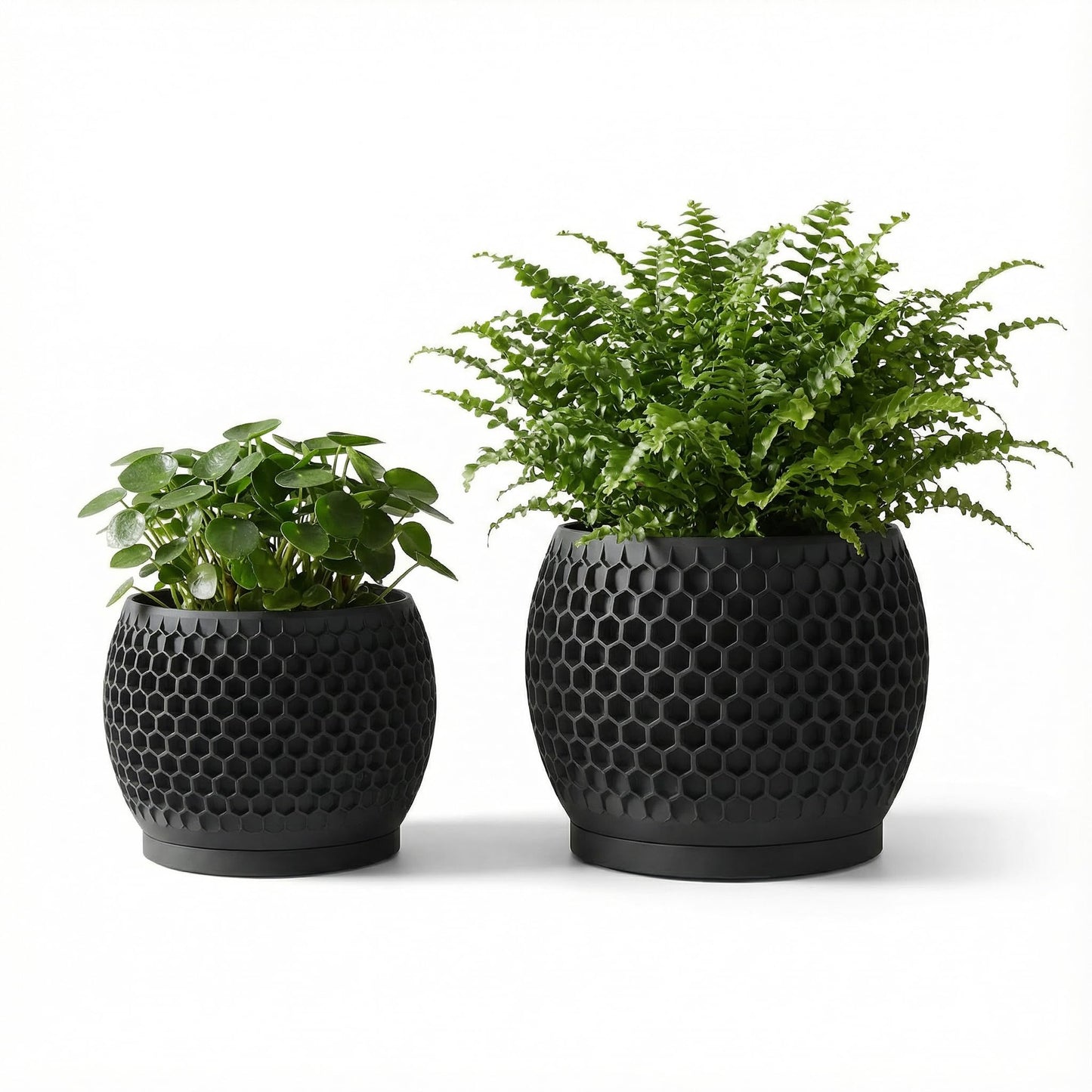 Fabix3D Plant Pots, Modern 3D Printed Honeycomb Planters for Indoor Plants, 4.7/6 Inch Matte Black Decorative Flower Pot for Office Desktop, Bookshelf & Home Decor, Lightweight & Durable.