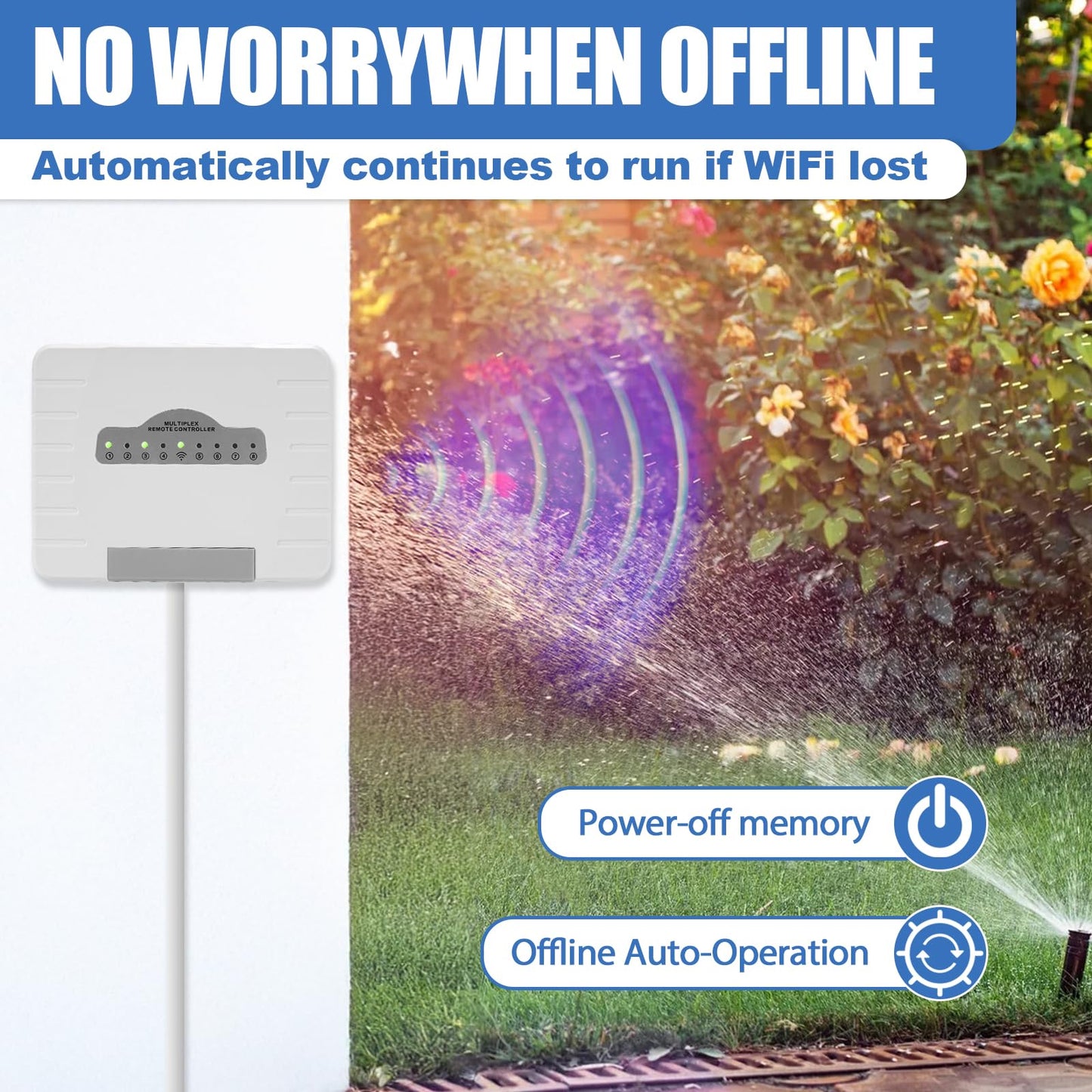 HRepair 8-Zone WiFi Smart Sprinkler Controller,Garden & Yard Smart Sprinkler Controller,Weather Intelligence,Customized Watering Schedules,App Enabled,Real-time Monitoring