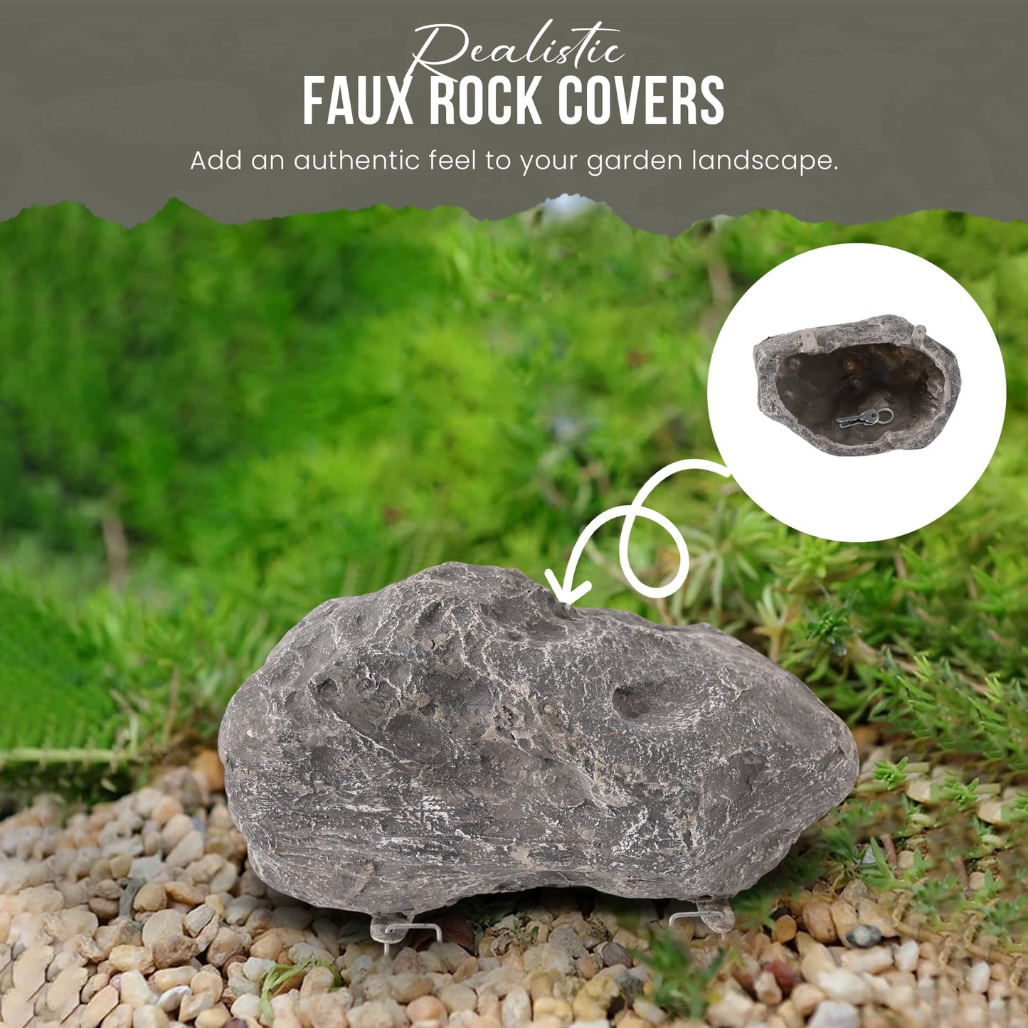 Fake Rock for Outdoor Garden Landscape Décor - Durable Faux Rock - 11.5 x 7.5 x 5.5 Inches