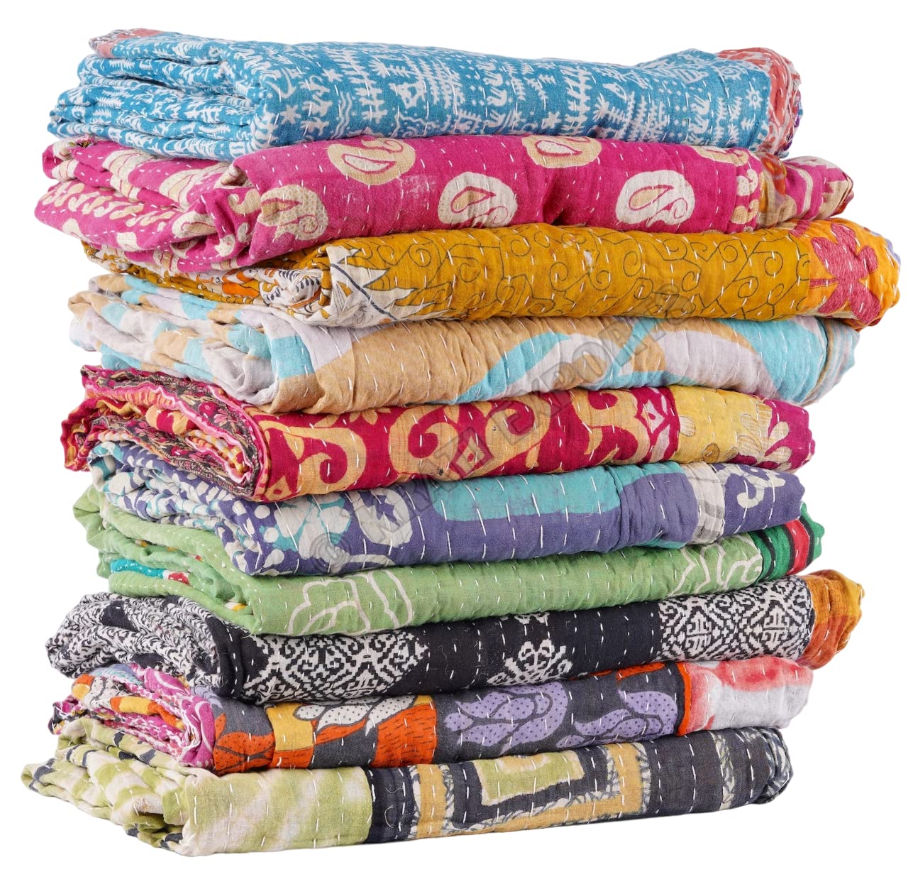 Krati Exports Vintage Kantha Quilts Handmade Old Saree Made gudari Boho Bedding Throw Blanket Bedspread Rally