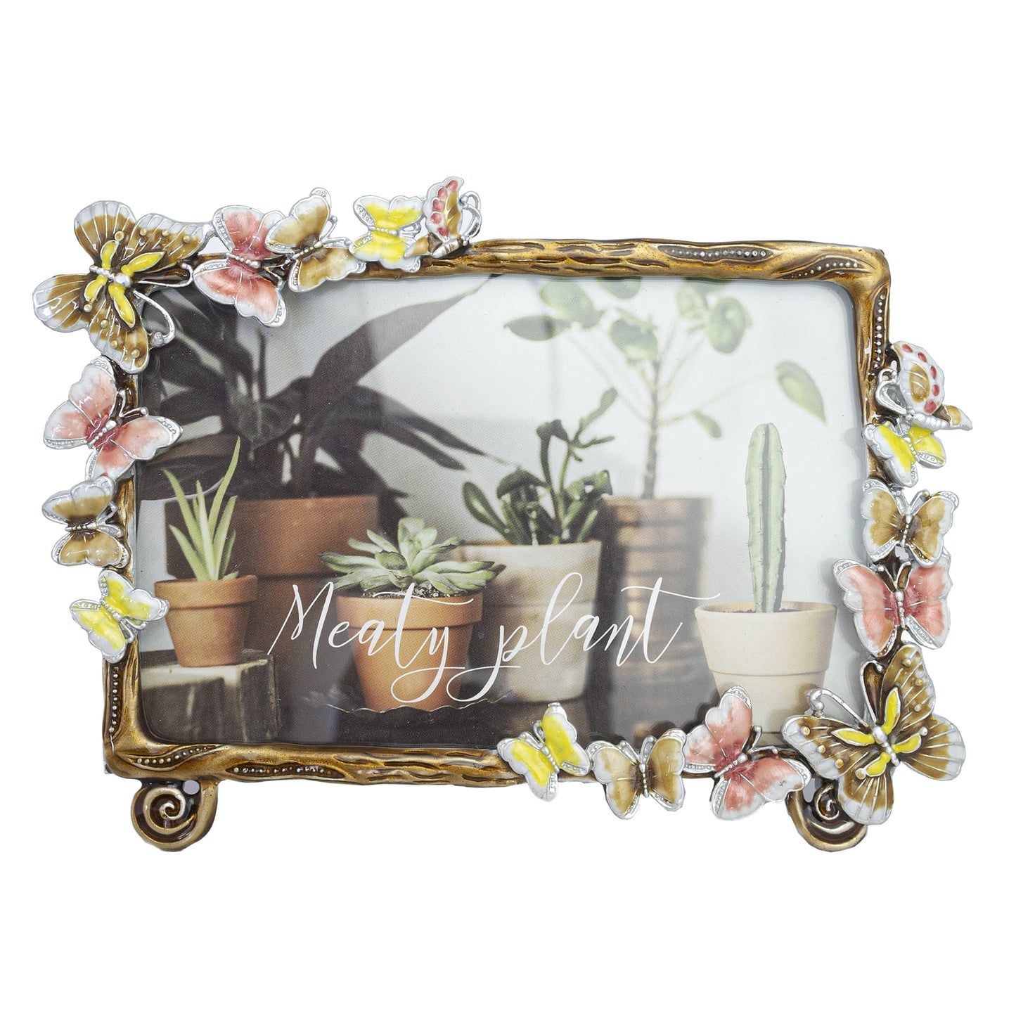 Tricune Floral Picture Frame Display Photo 4x6 Photo Frame Made of Metal and High Definition Glass for Table Top Display Horizontal Vertical