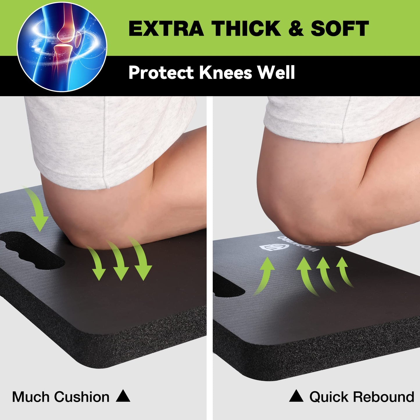 WORKPRO Extra Thick Kneeling Pad, Soft NBR Foam Cushioning for Knee, Large Foam Kneeler Mat for Gardening, Bathing Baby, Exercise, Workout Supplies, 17.5 x 11 x 1.5 in, Black