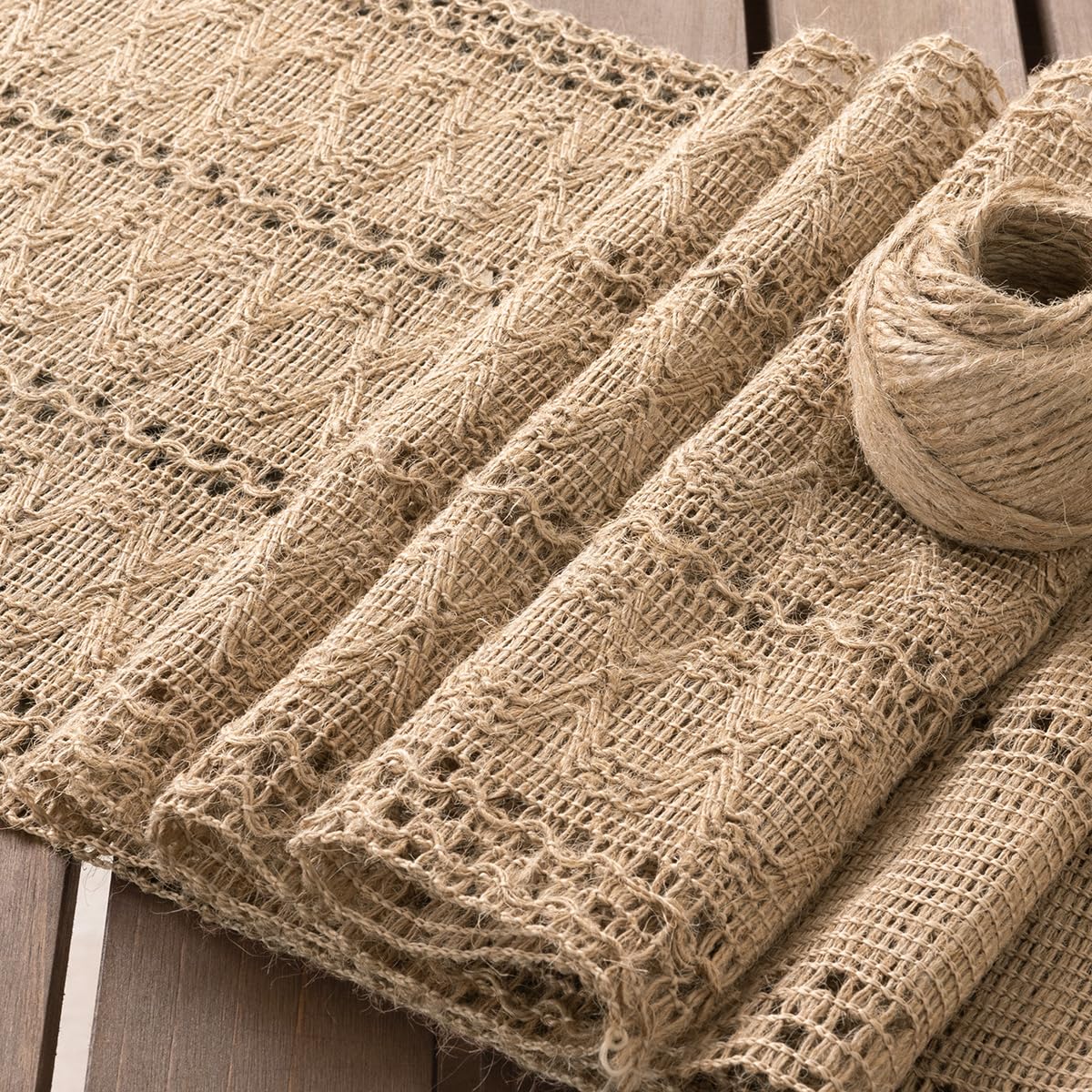 Socomi Boho Table Runner Easter Spring Farmhouse Burlap Jute Bamboo Rustic Dining Kitchen Centerpiece Decor Small Macrame Woven Coffee Table Runner for Dresser Scarf Home Decor 12x60 inch