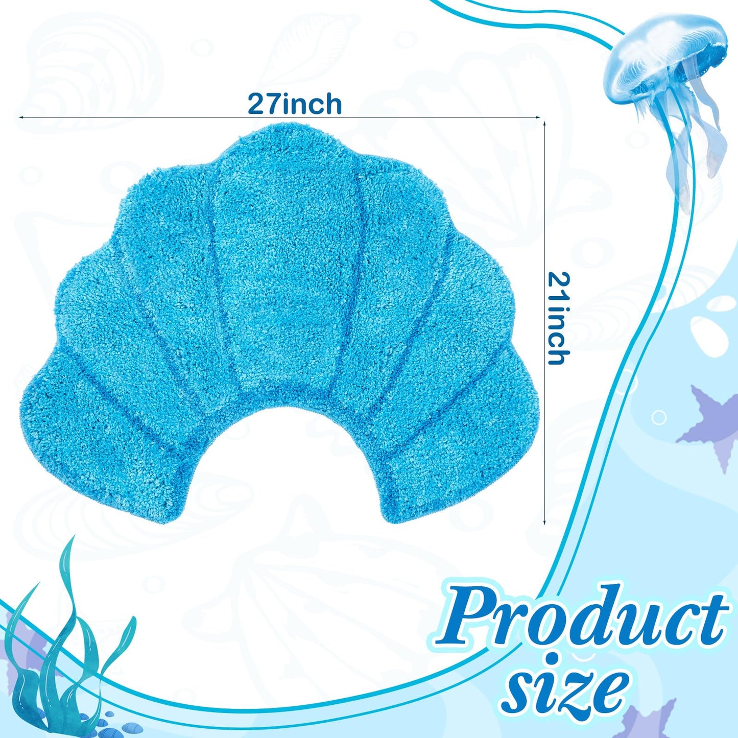 Drydiet Toilet Rug U Shaped Washable Soft and Absorbent Bathroom Rugs Non Slip Bath Mat Machine Wash Bathroom Contour Rug for Toilet Base, 24 x 20 Inch(Shell)