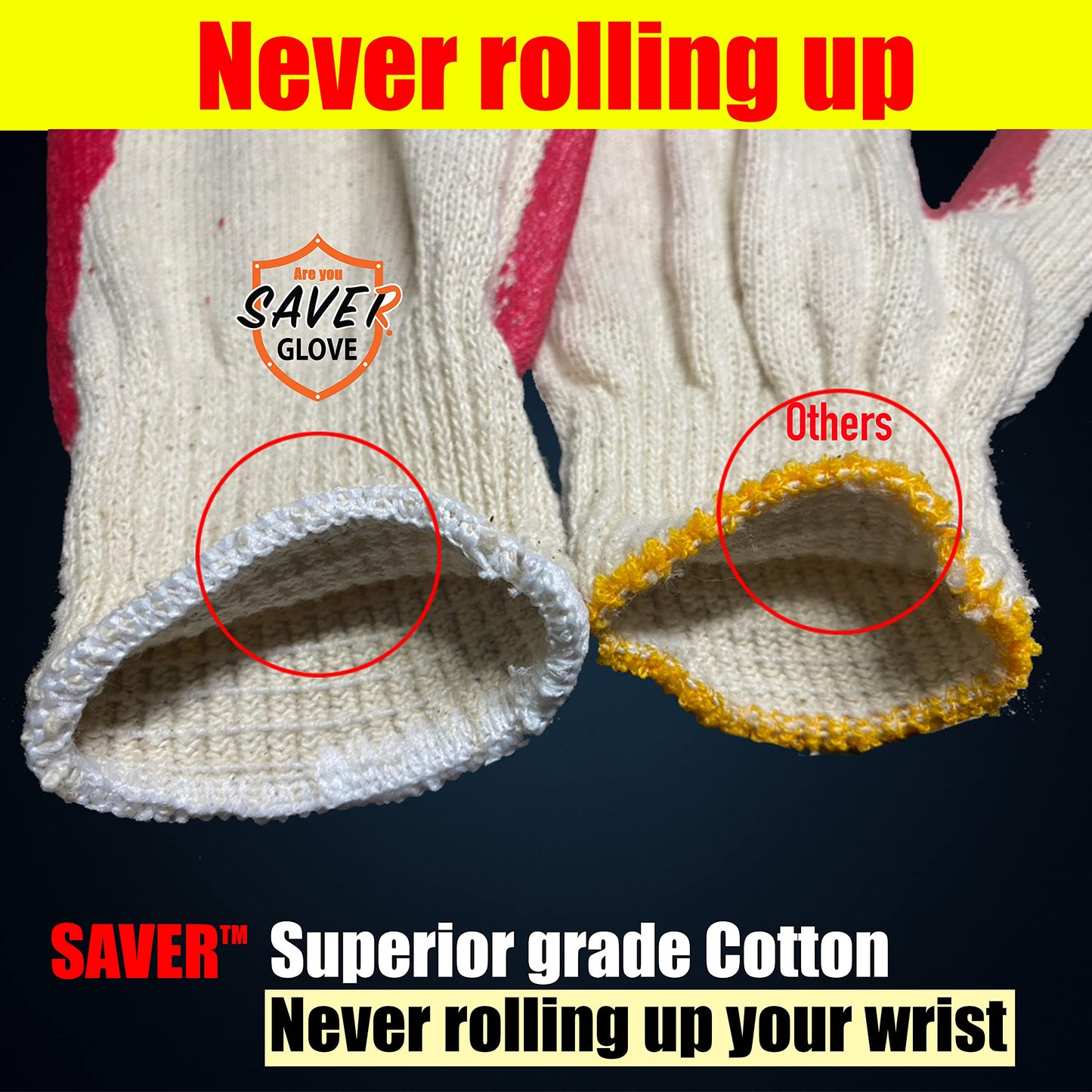 Touch Enabled SAVER 300 Pairs of Red Work Gloves for Daily Home and Garden Disposal Latex Rubber Palm Coated - Premium Daily Safety Work Gloves (Pack of 300)