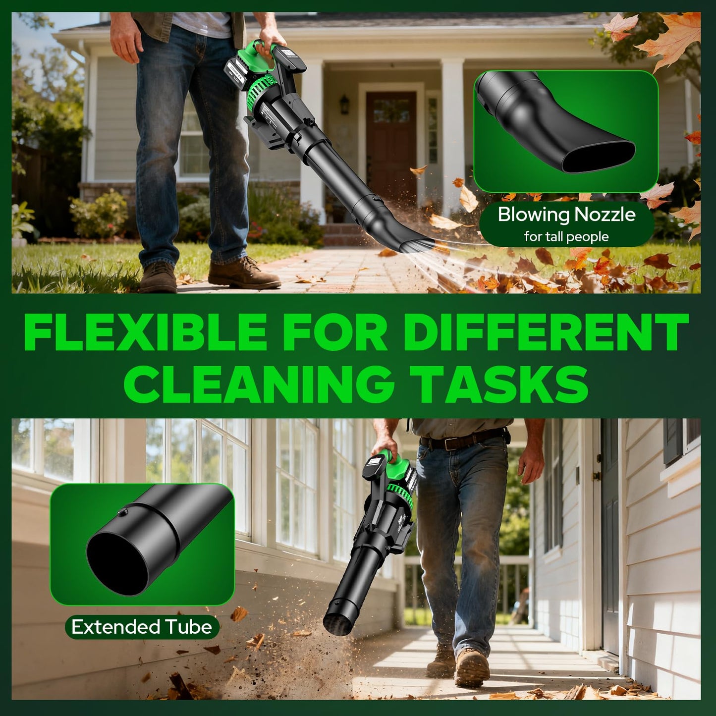 Leaf Blower Cordless with 2X 5500 mAh Battery and Charger, 710 CFM/180 MPH Brushless Electric Leaf Blower with Shoulder Strap, 3-Speed Modes, Powerful Handheld Blowers for Lawn Garden Yard Care