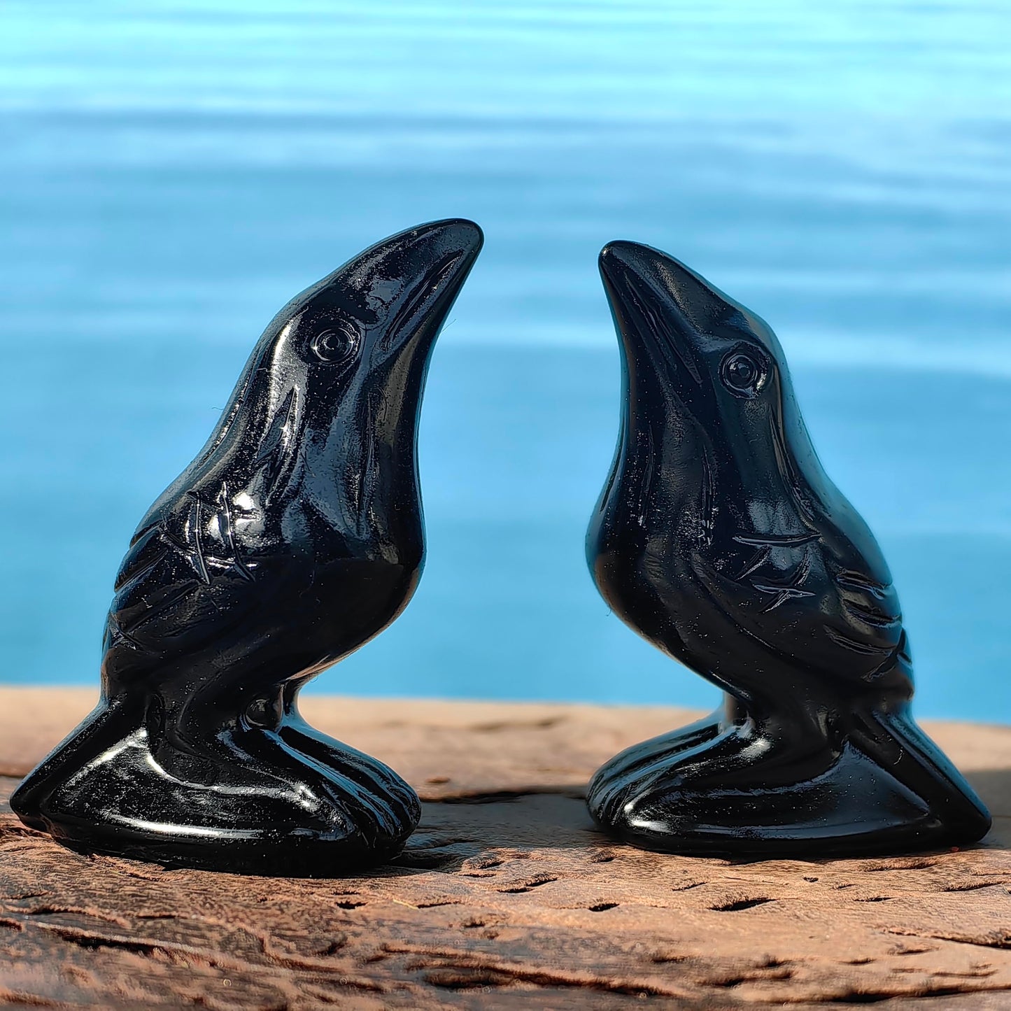 2" Natural Obsidian Flame Stone Crystal Raven Statue Healing Crystal Handmade Sculpture Guardian Pocket Statues Reiki Bird Meditation Office Home Decoration Gift (Obsidian)