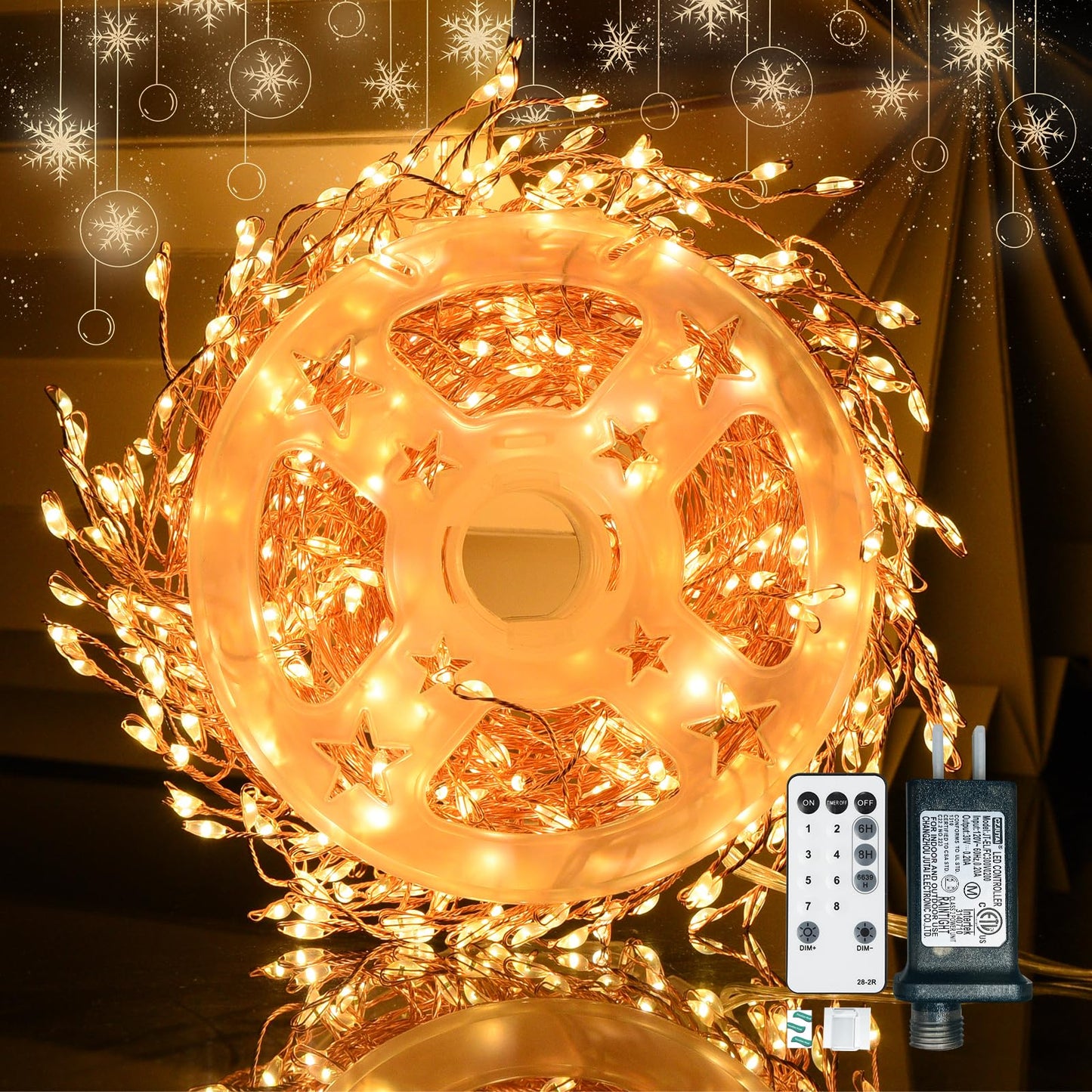 Dailyart Fairy Lights Plug in, 500 Led with Remote 42Ft Small Warm String Lights with Timer Long Twinkle Waterproof String Fairy Lights for Bedroom Outdoor Indoor Decor,Gold Wire