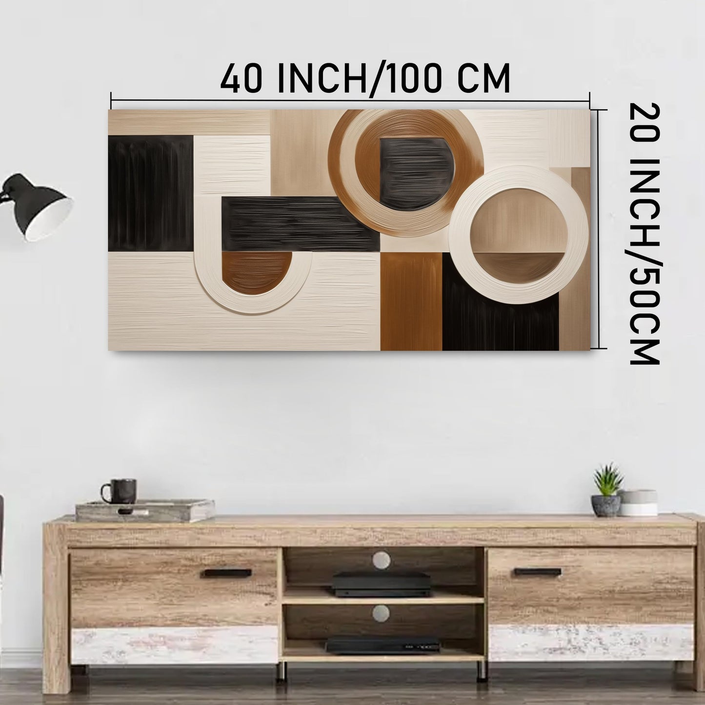 Tarfupth Brown Abstract Wall Art for Living Room Large Black Boho Geometric Modern Minimalist Canvas Prints Artwork for Bedroom Office Kitchen Ready to Hang 20x40 Inch