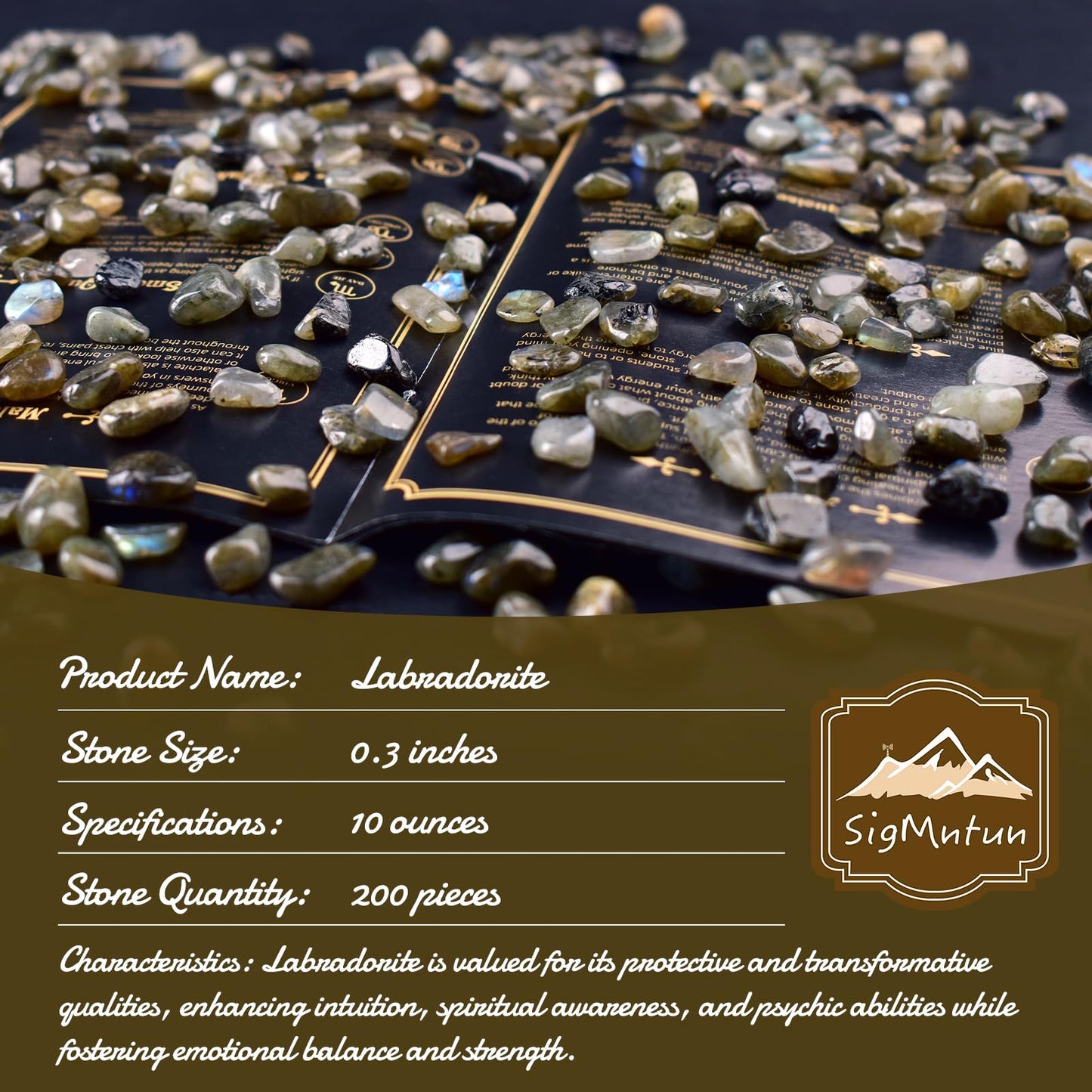 SigMntun Polished Labradorite Crystal Chips 200 Pcs - 0.3" 10 Ounces Tumbled Stone Rock Jasper Agate Chips Crushed Sea Glass Stones Healing Reiki Crystal Making Home Decoration