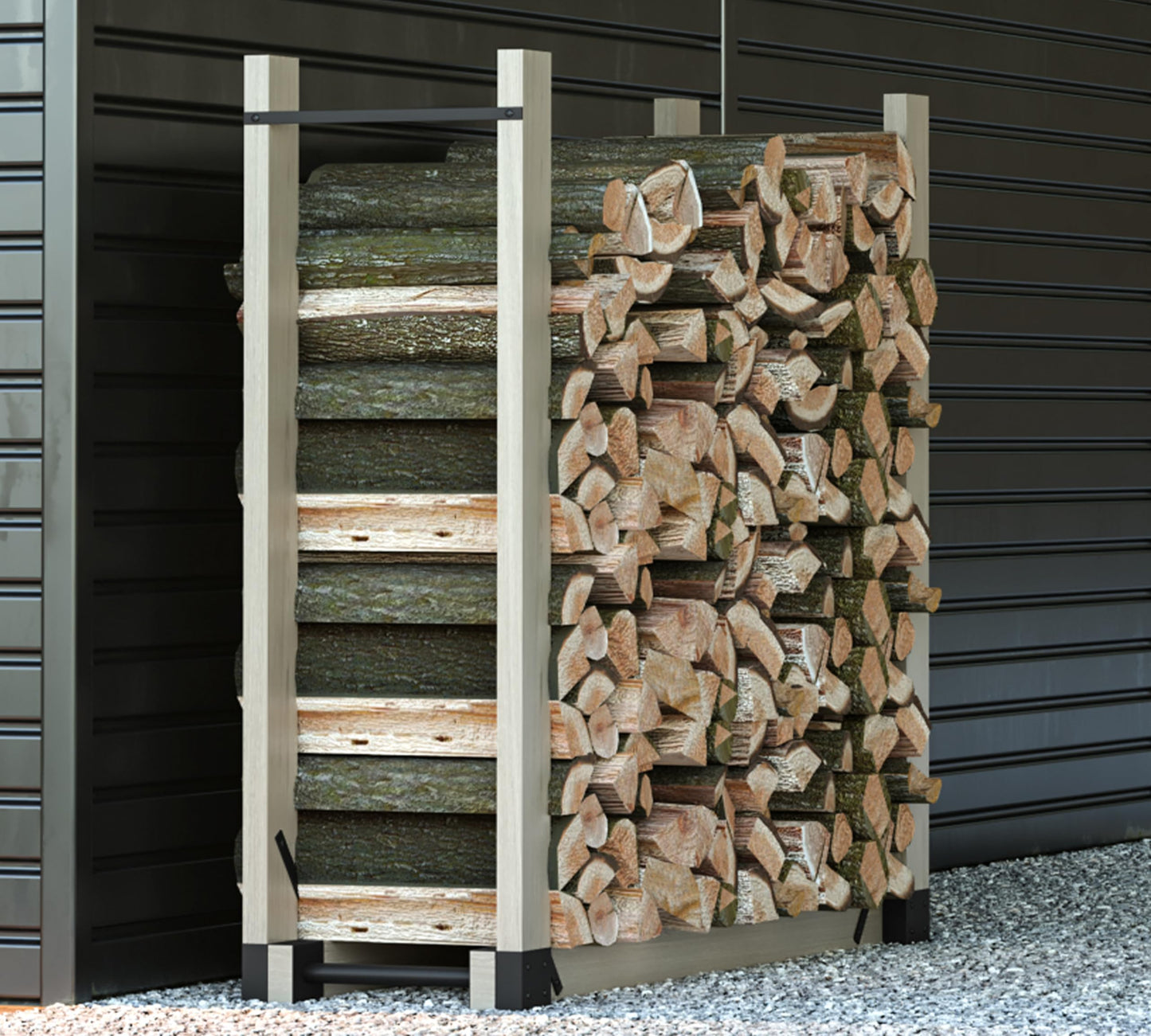 Kingson Adjustable Firewood Rack Bracket Kit, Heavy Duty Log Storage Holder, Metal Fireplace Wood Stand for Outdoor Indoor Patio Deck, Freestanding Fire Wood Rack with Rust-Resistant Finish